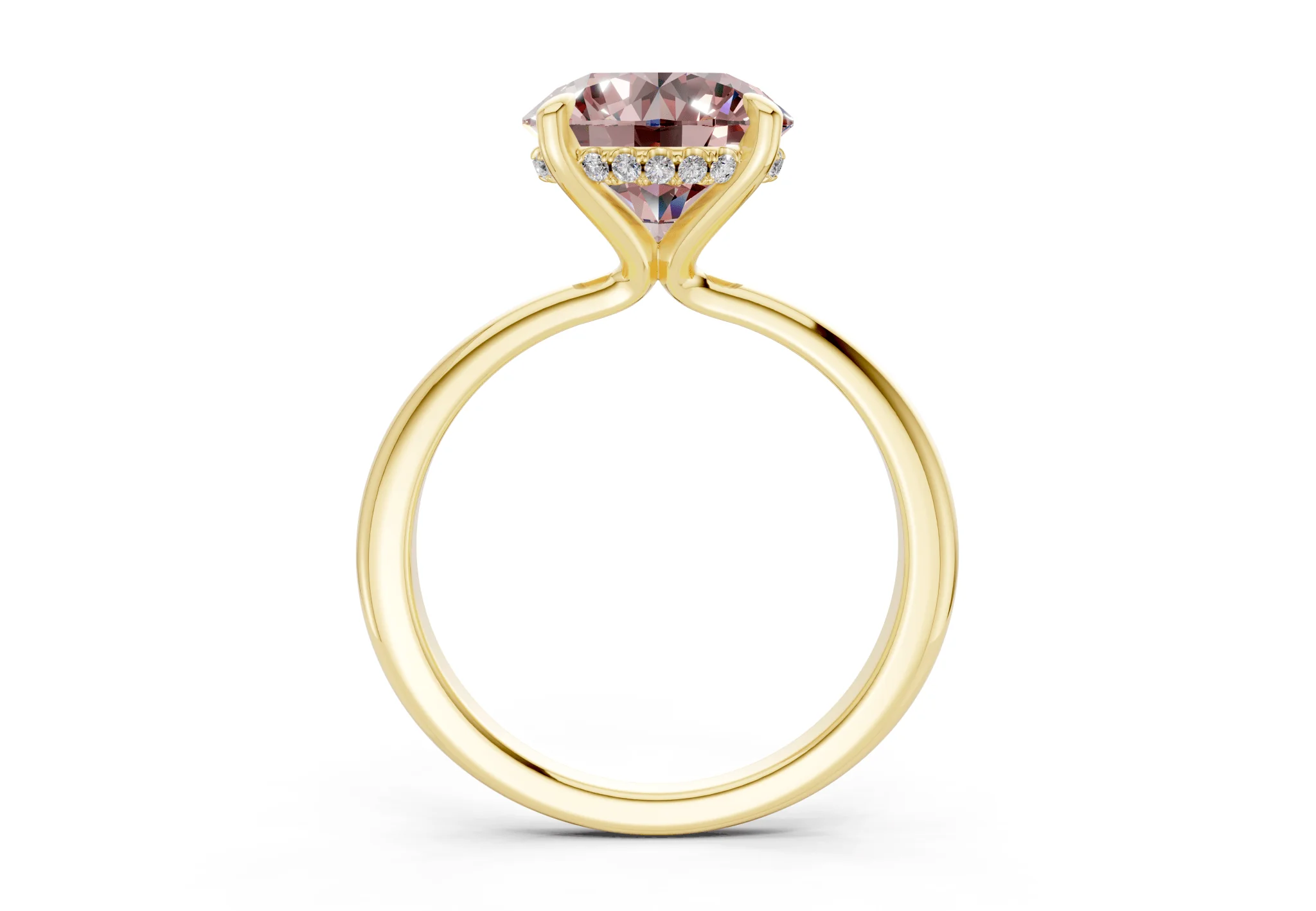 Marlowe Pink Diamond Solitaire Round Cut 1.6mm Engagement Ring - Image 2