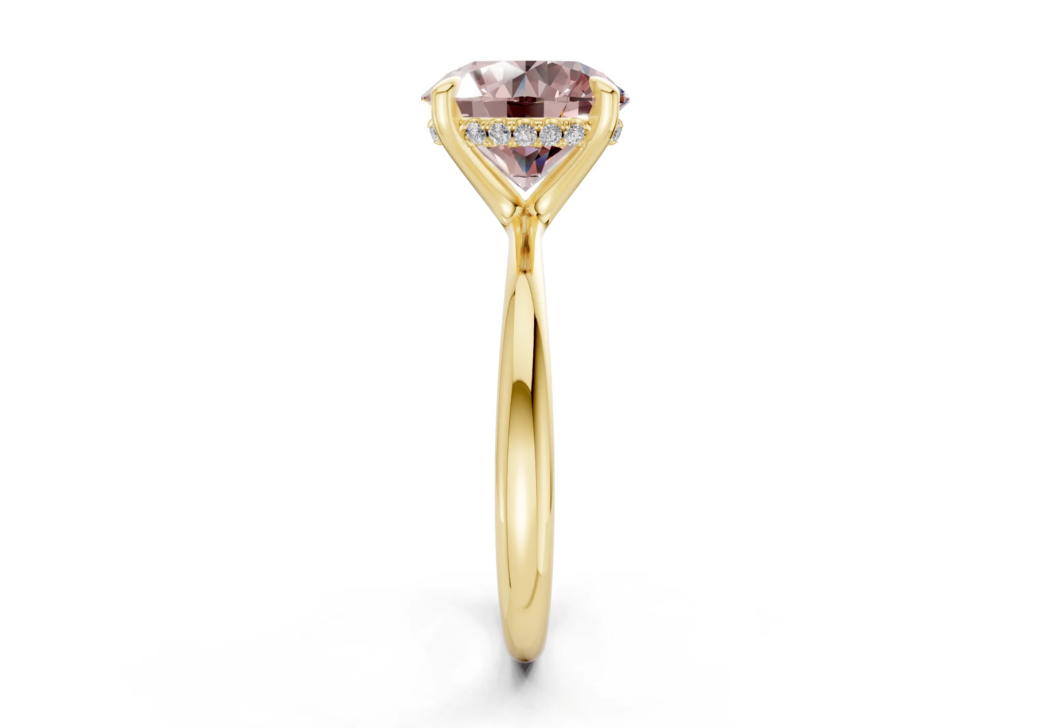 Marlowe Pink Diamond Solitaire Round Cut 1.6mm Engagement Ring - Image 3