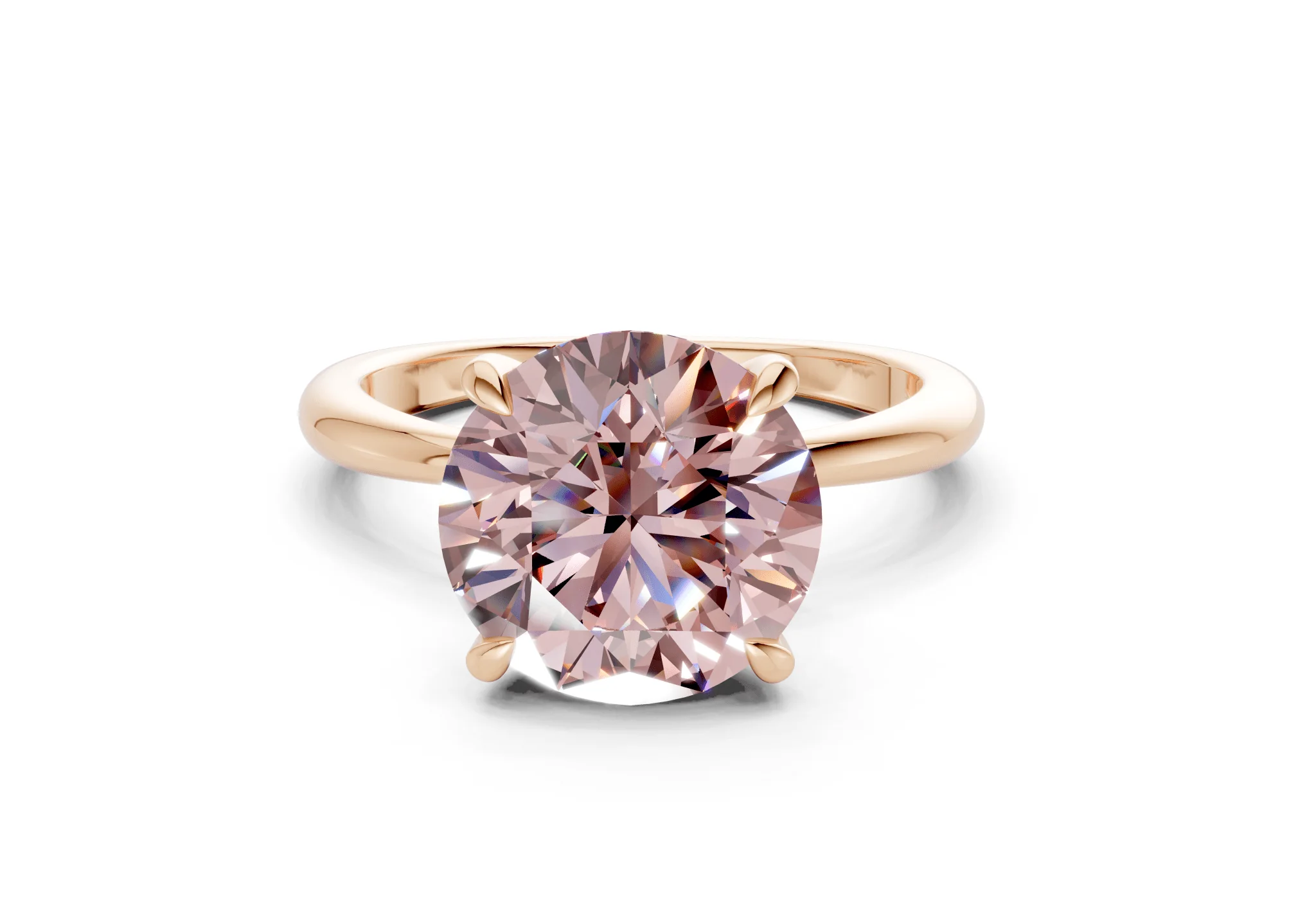 Marlowe Pink Diamond Solitaire Round Cut 1.6mm Engagement Ring - Image 4