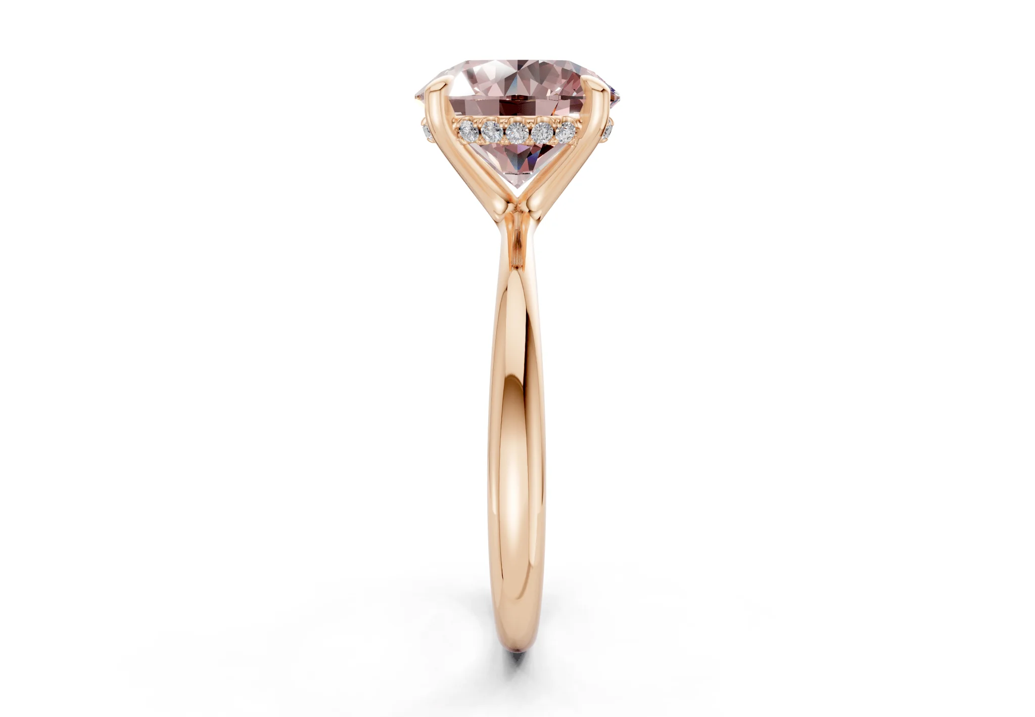 Marlowe Pink Diamond Solitaire Round Cut 1.6mm Engagement Ring - Image 6