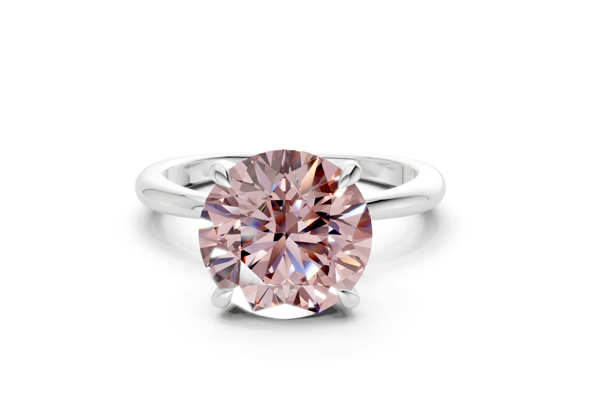 Marlowe Pink Diamond Solitaire Round Cut 1.6mm Engagement Ring - Image 7