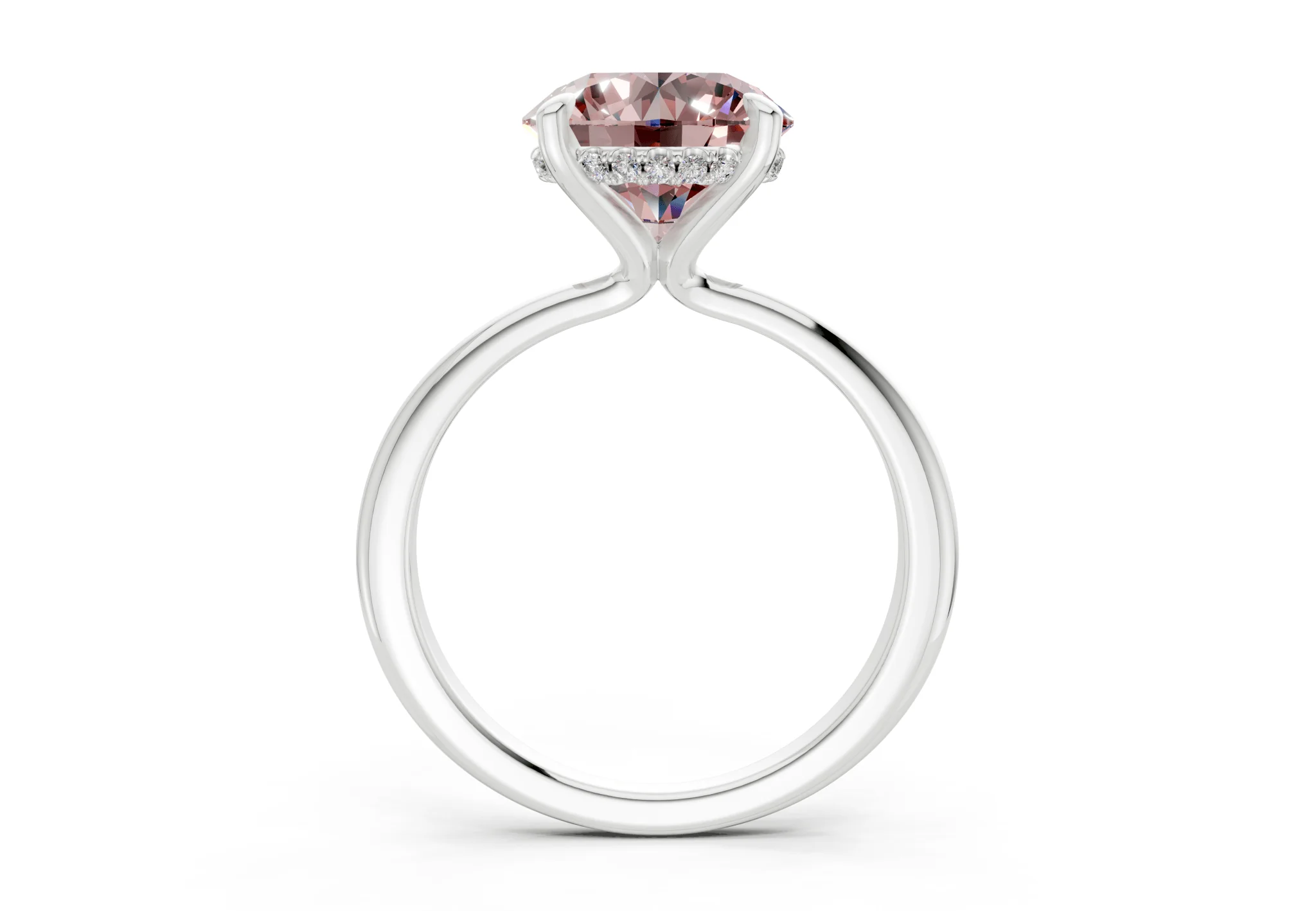 Marlowe Pink Diamond Solitaire Round Cut 1.6mm Engagement Ring - Image 8