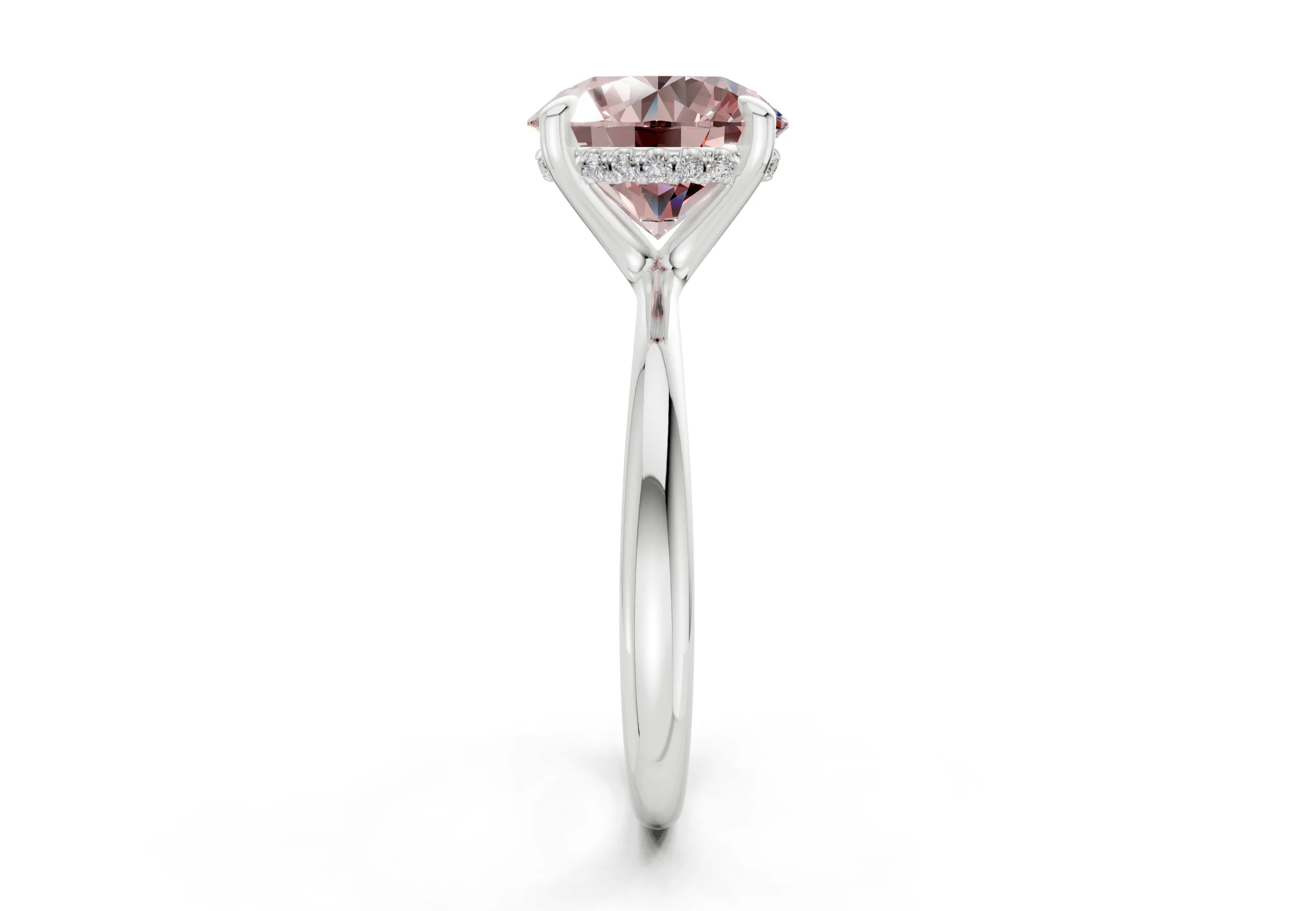 Marlowe Pink Diamond Solitaire Round Cut 1.6mm Engagement Ring - Image 9