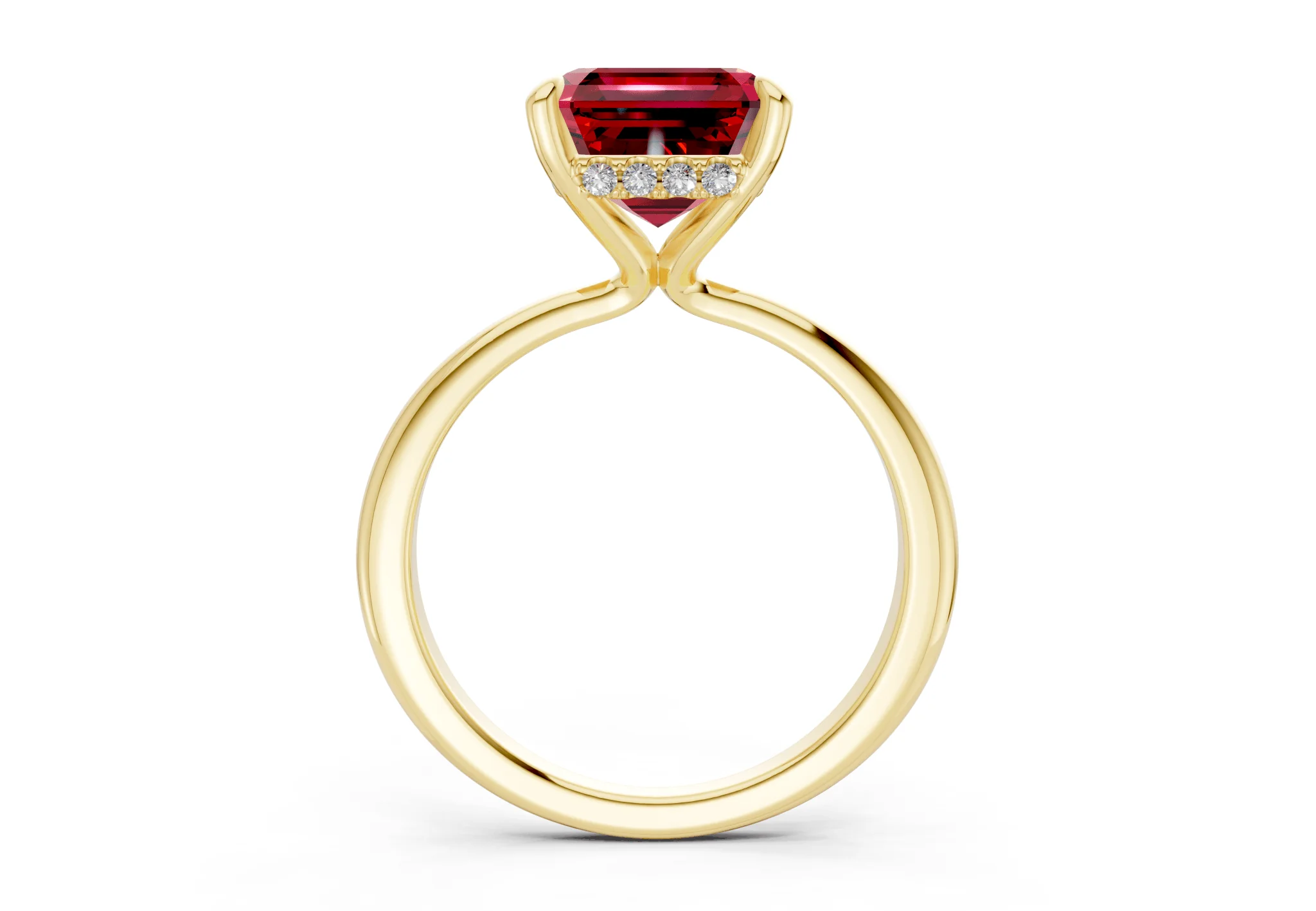 Marlowe Ruby Gemstone Solitaire Asscher Cut 1.6mm Engagement Ring - Image 2