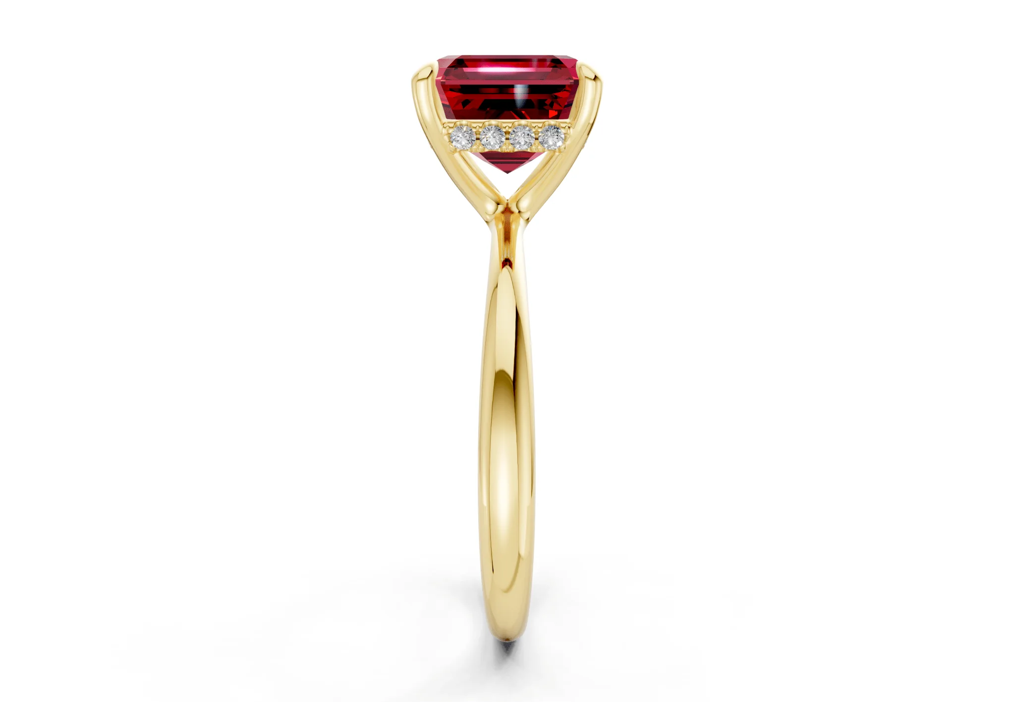 Marlowe Ruby Gemstone Solitaire Asscher Cut 1.6mm Engagement Ring - Image 3