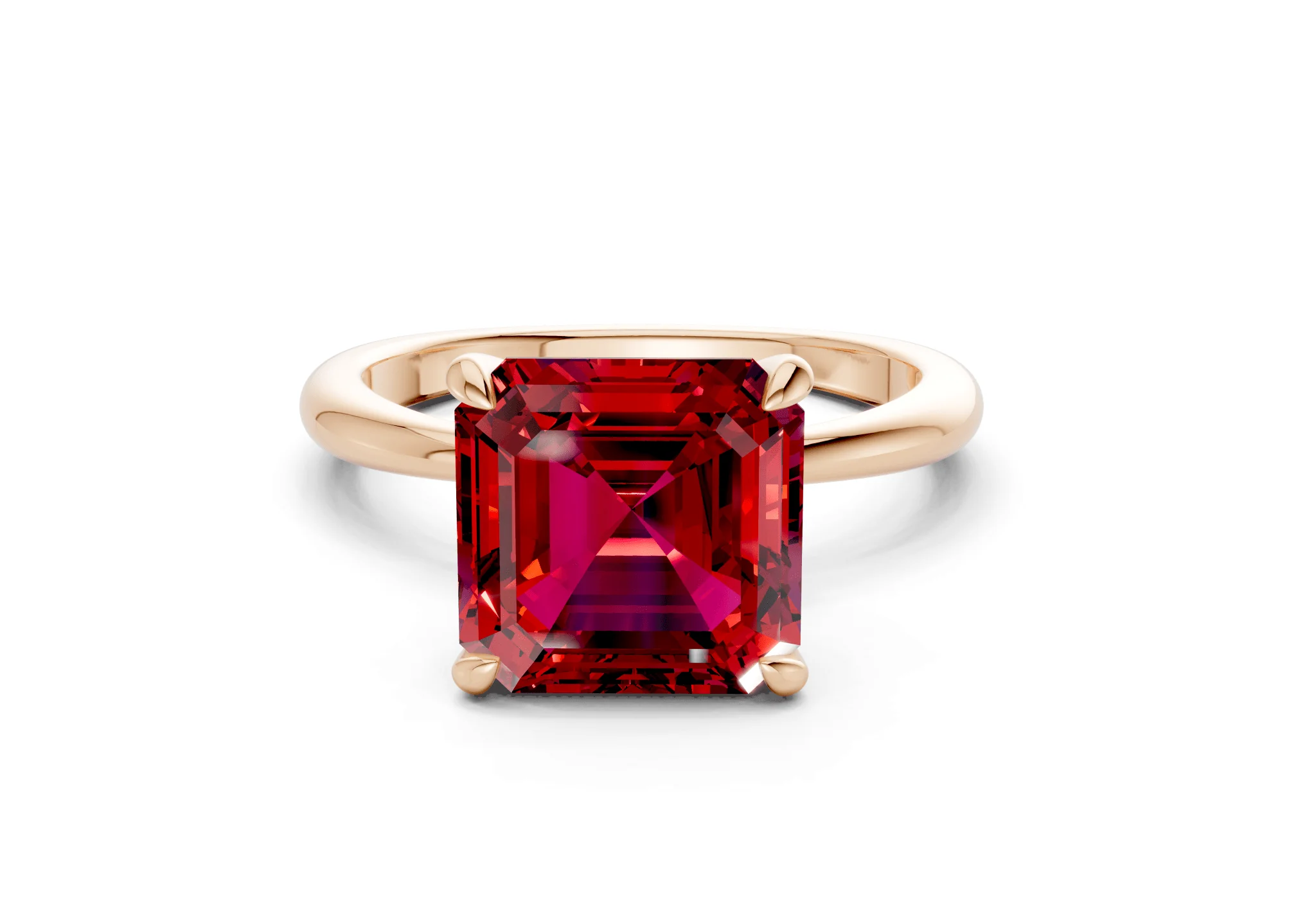 Marlowe Ruby Gemstone Solitaire Asscher Cut 1.6mm Engagement Ring - Image 4