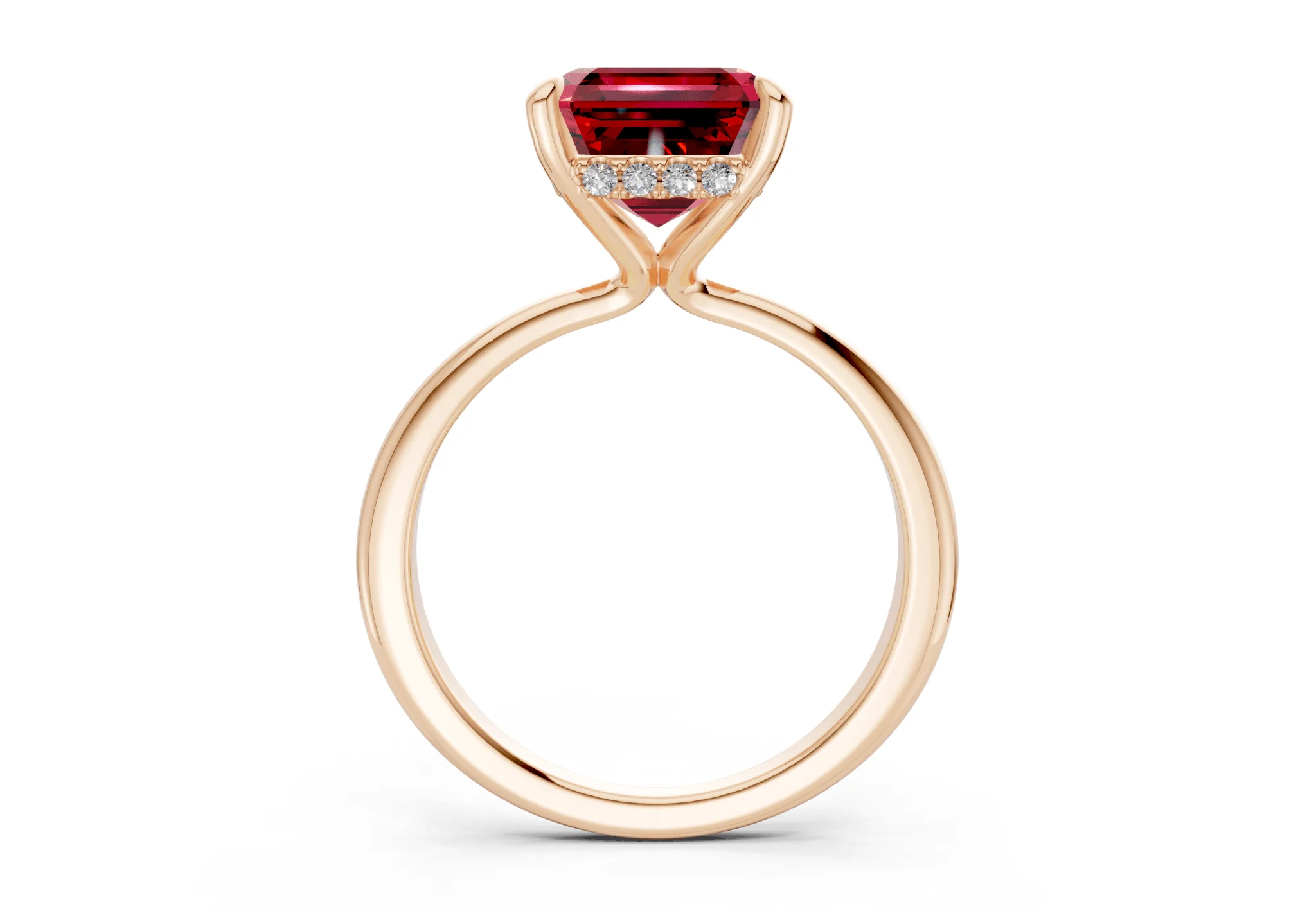 Marlowe Ruby Gemstone Solitaire Asscher Cut 1.6mm Engagement Ring - Image 5