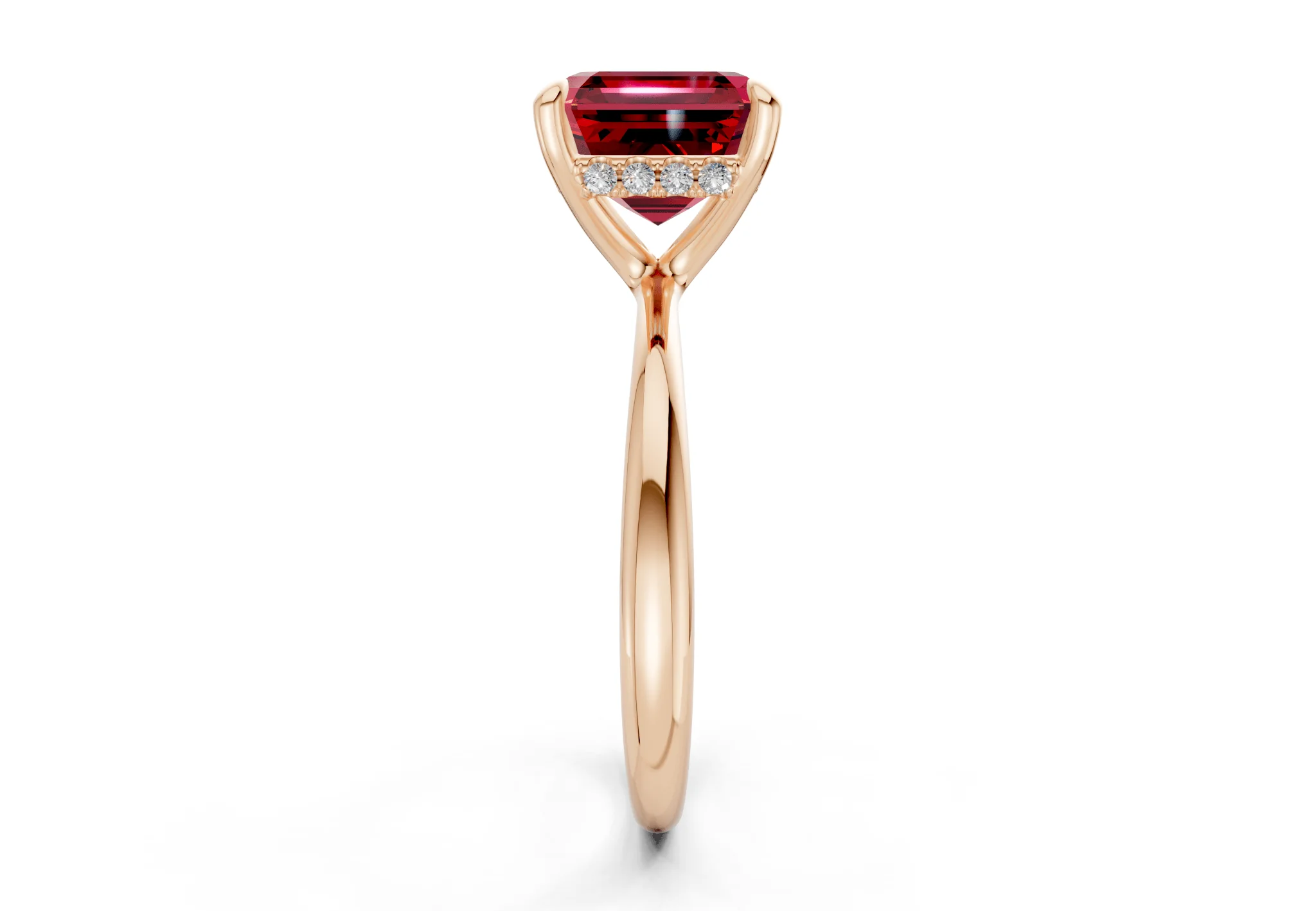 Marlowe Ruby Gemstone Solitaire Asscher Cut 1.6mm Engagement Ring - Image 6