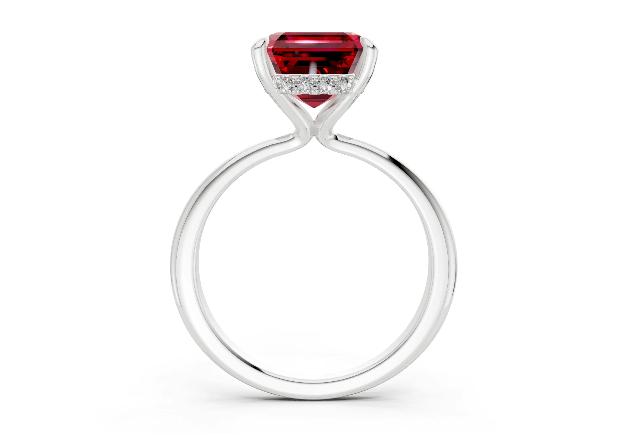 Marlowe Ruby Gemstone Solitaire Asscher Cut 1.6mm Engagement Ring - Image 8