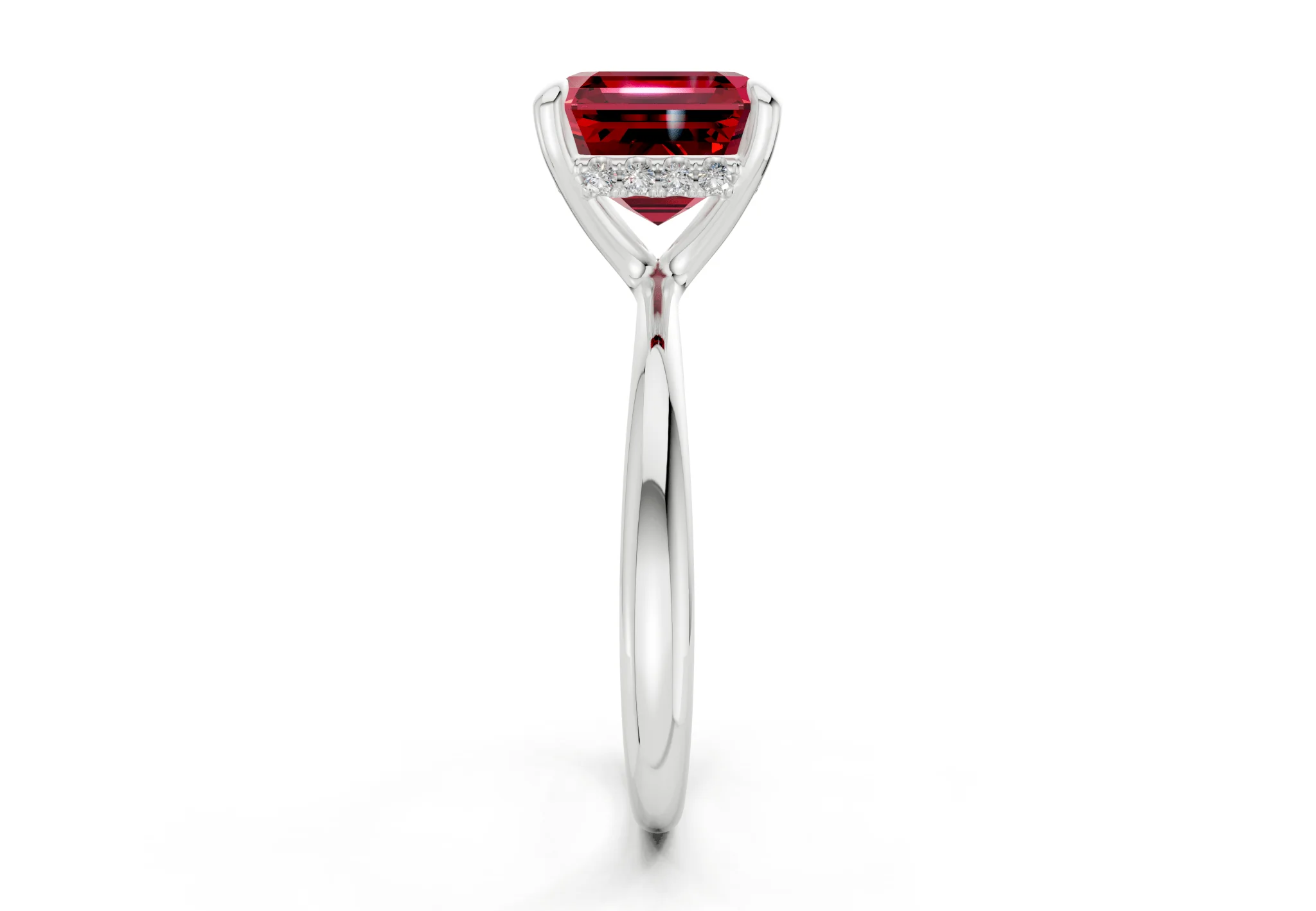 Marlowe Ruby Gemstone Solitaire Asscher Cut 1.6mm Engagement Ring - Image 9