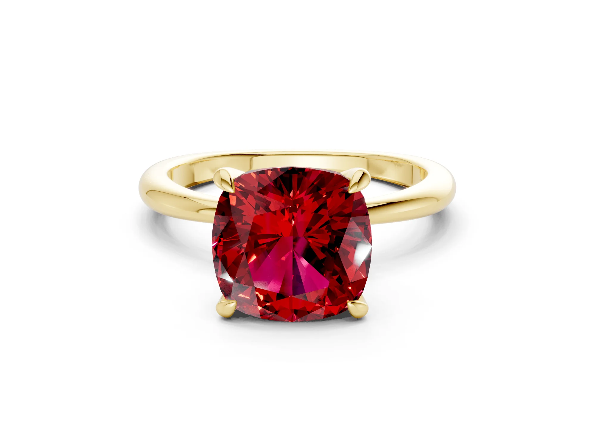 Marlowe Ruby Gemstone Solitaire Cushion Squareuare Cut 1.6mm Engagement Ring