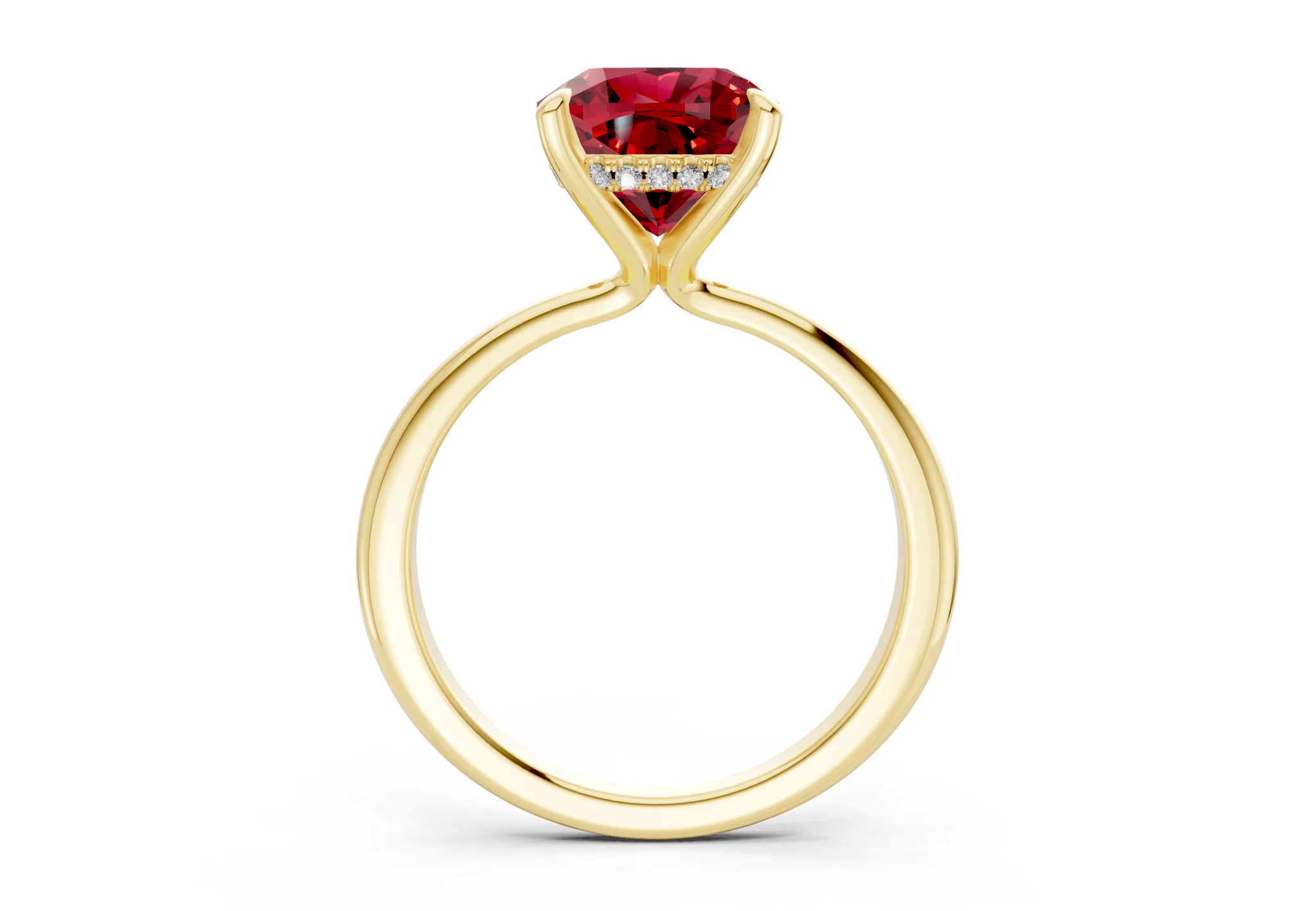Marlowe Ruby Gemstone Solitaire Cushion Squareuare Cut 1.6mm Engagement Ring - Image 2
