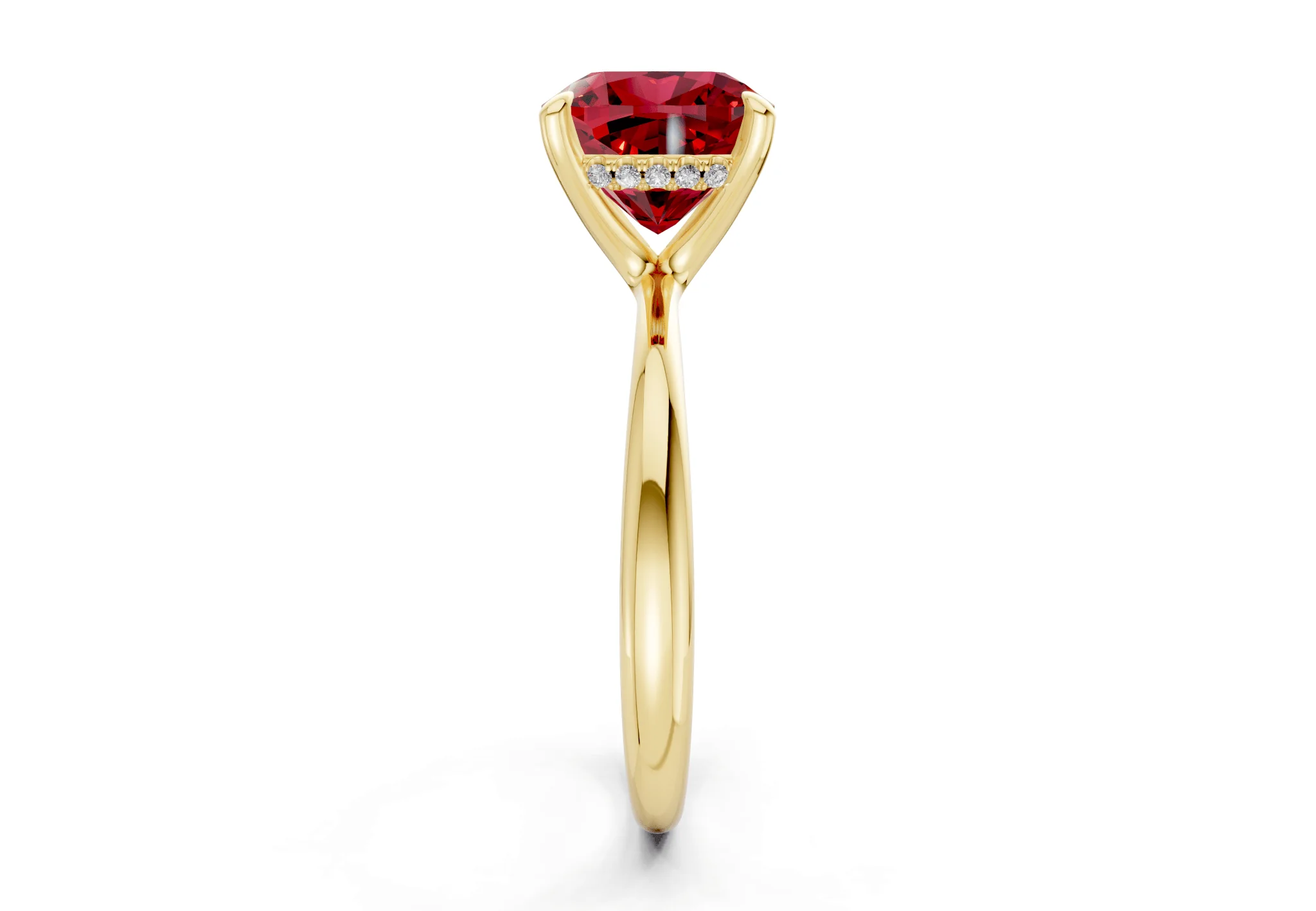 Marlowe Ruby Gemstone Solitaire Cushion Squareuare Cut 1.6mm Engagement Ring - Image 3