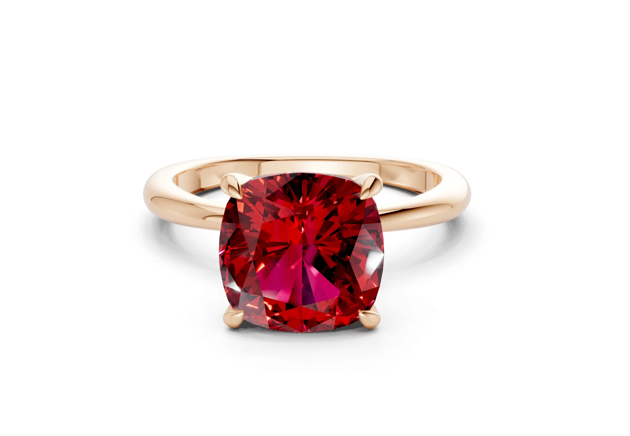 Marlowe Ruby Gemstone Solitaire Cushion Squareuare Cut 1.6mm Engagement Ring - Image 4