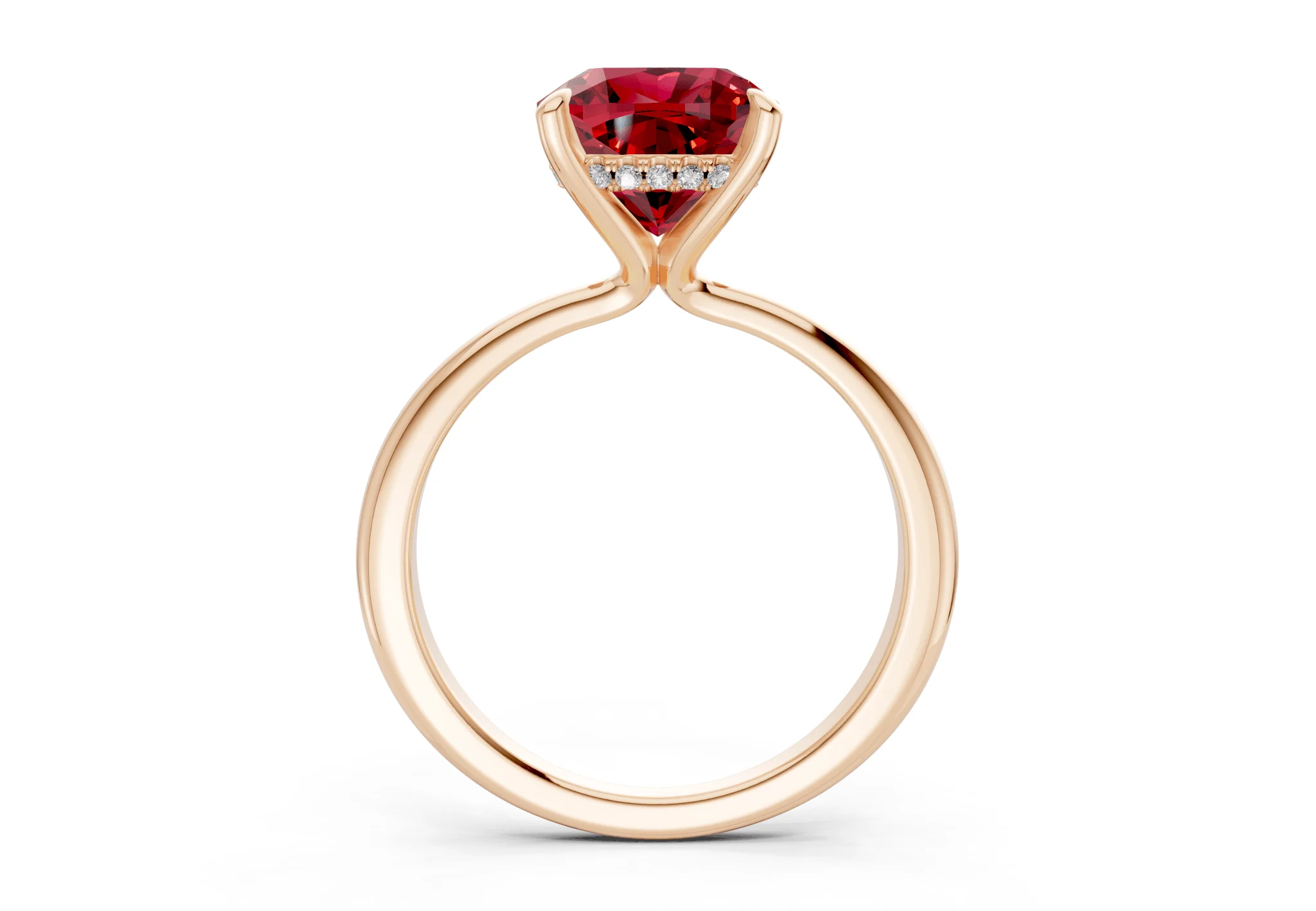 Marlowe Ruby Gemstone Solitaire Cushion Squareuare Cut 1.6mm Engagement Ring - Image 5