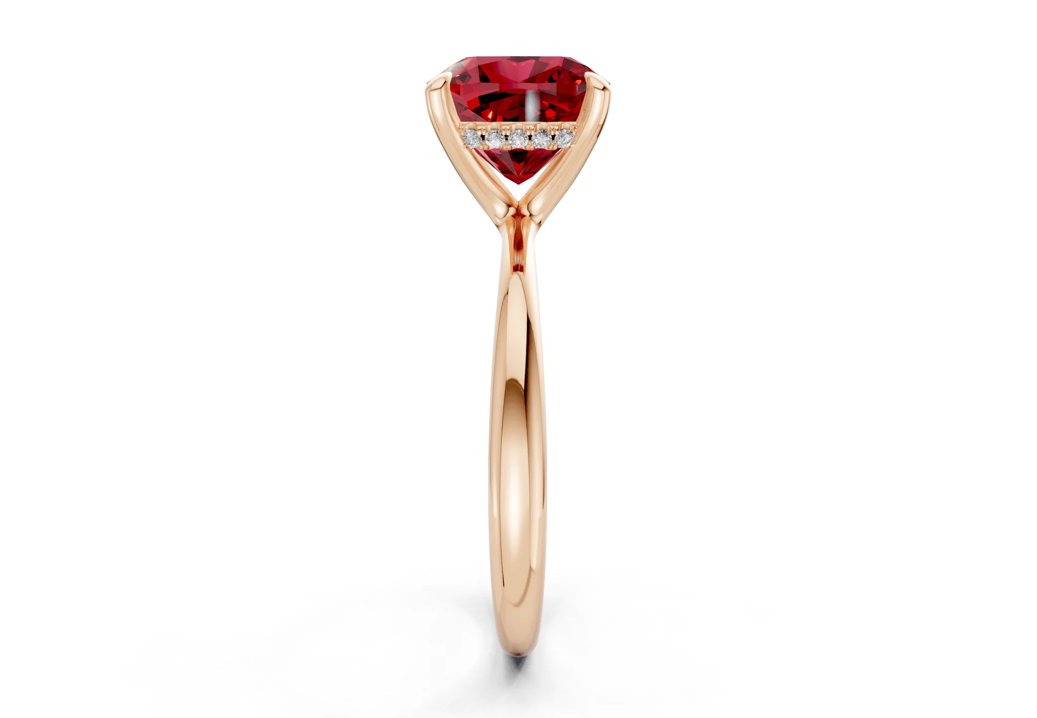Marlowe Ruby Gemstone Solitaire Cushion Squareuare Cut 1.6mm Engagement Ring - Image 6