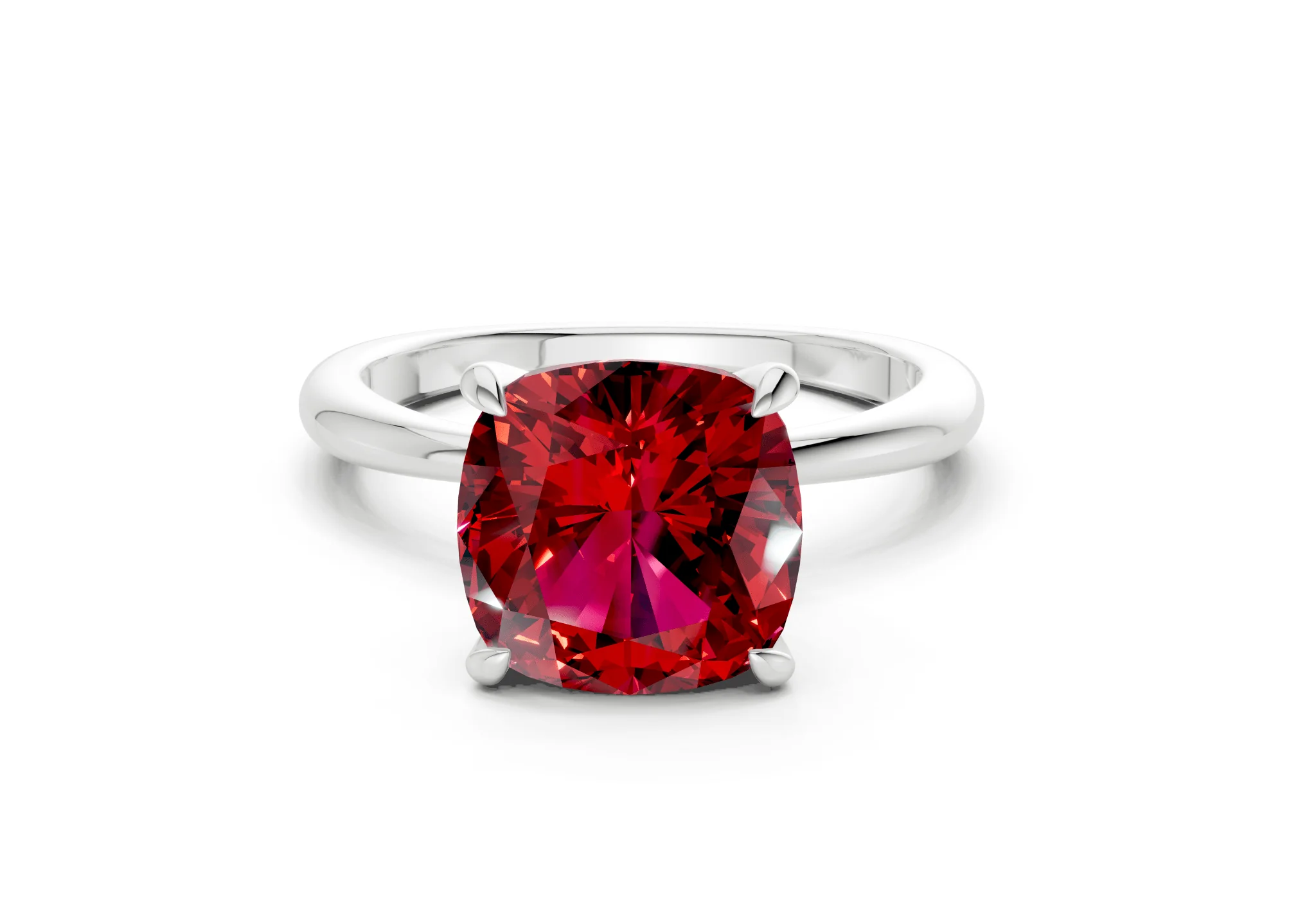 Marlowe Ruby Gemstone Solitaire Cushion Squareuare Cut 1.6mm Engagement Ring - Image 7