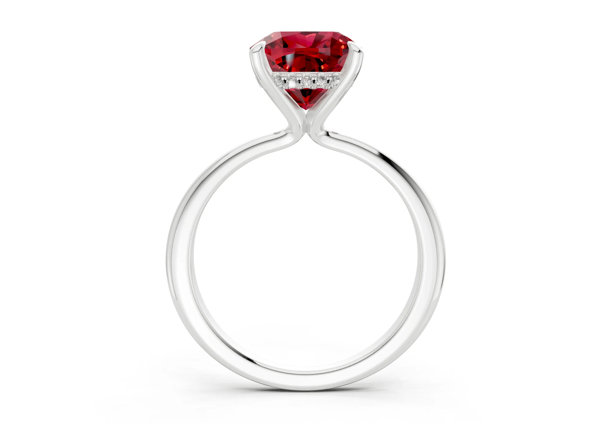 Marlowe Ruby Gemstone Solitaire Cushion Squareuare Cut 1.6mm Engagement Ring - Image 8