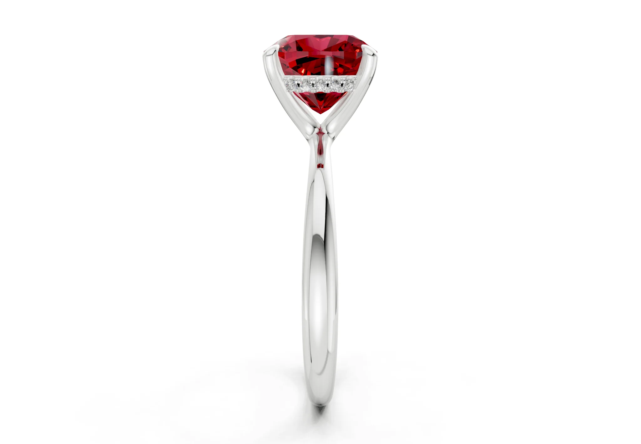 Marlowe Ruby Gemstone Solitaire Cushion Squareuare Cut 1.6mm Engagement Ring - Image 9