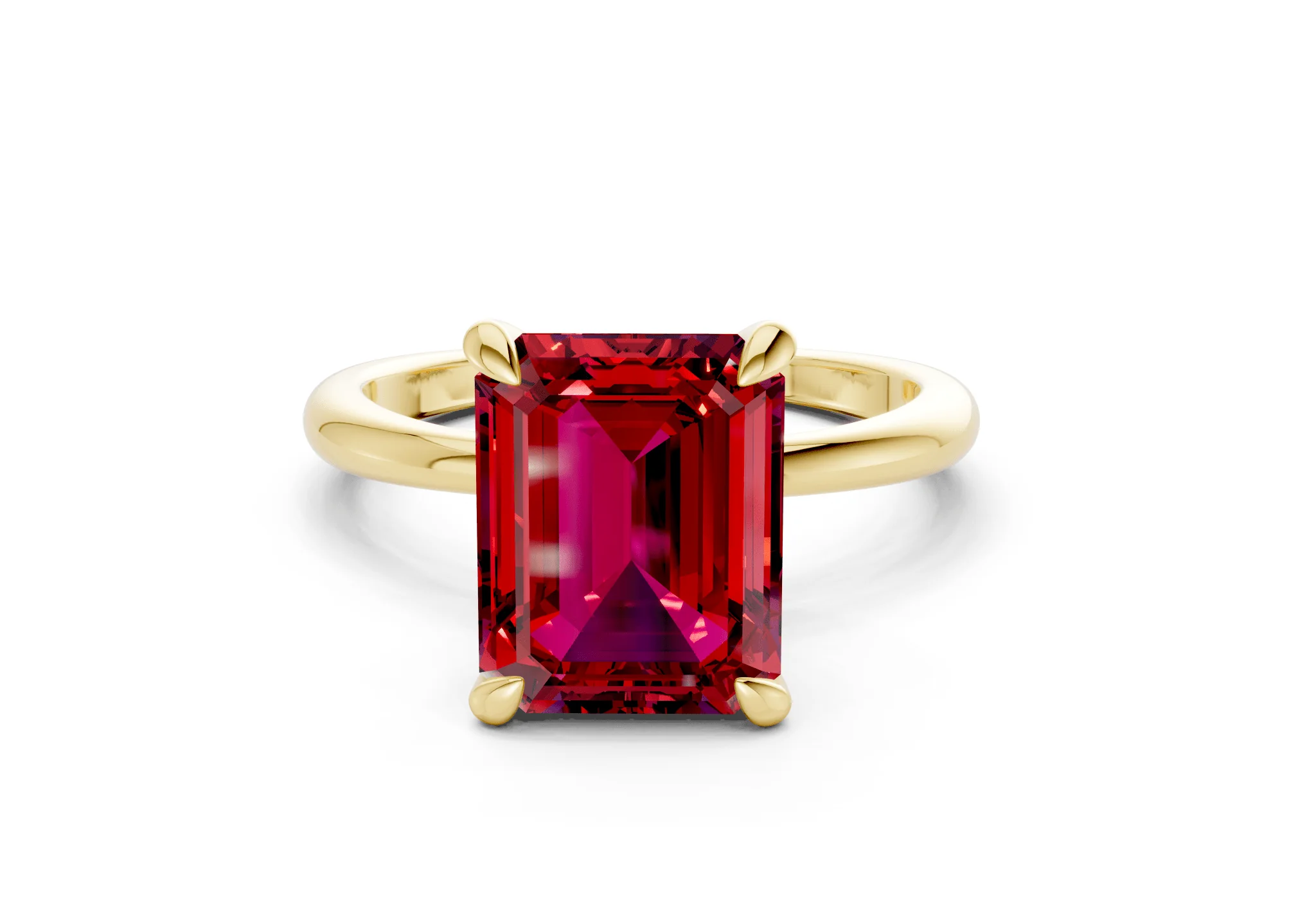 Marlowe Ruby Gemstone Solitaire Emerald Cut 1.6mm Engagement Ring
