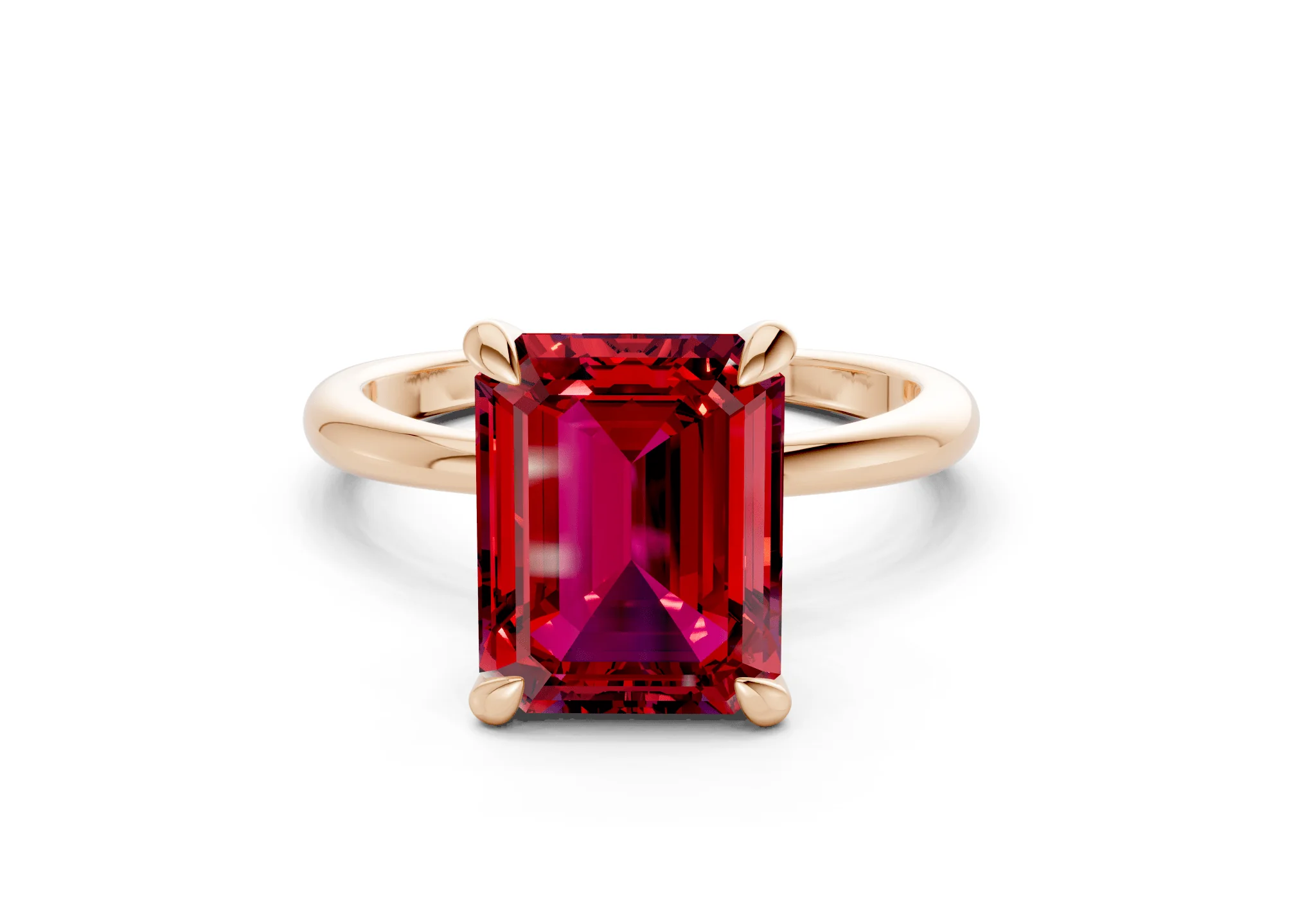 Marlowe Ruby Gemstone Solitaire Emerald Cut 1.6mm Engagement Ring - Image 4