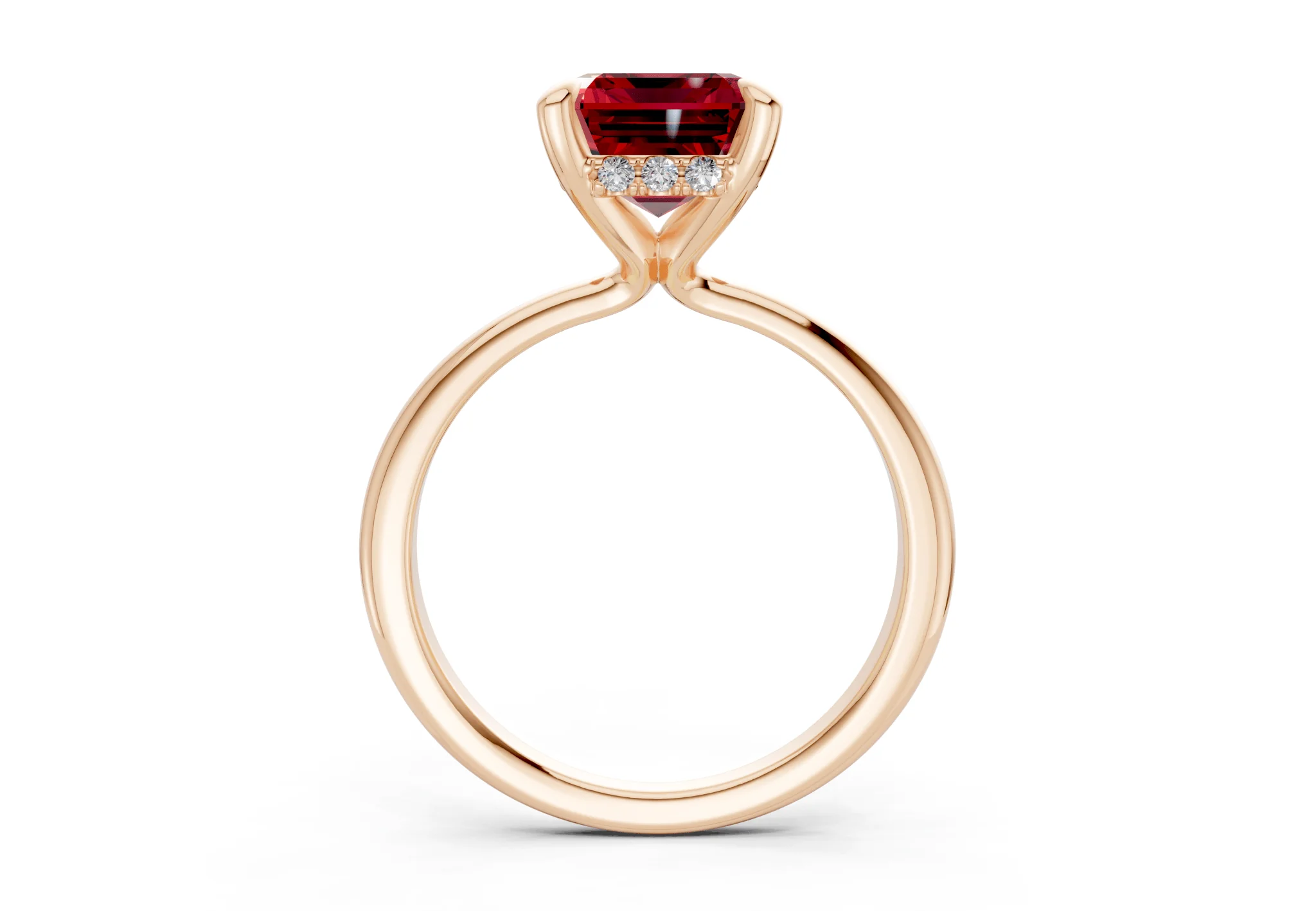 Marlowe Ruby Gemstone Solitaire Emerald Cut 1.6mm Engagement Ring - Image 5
