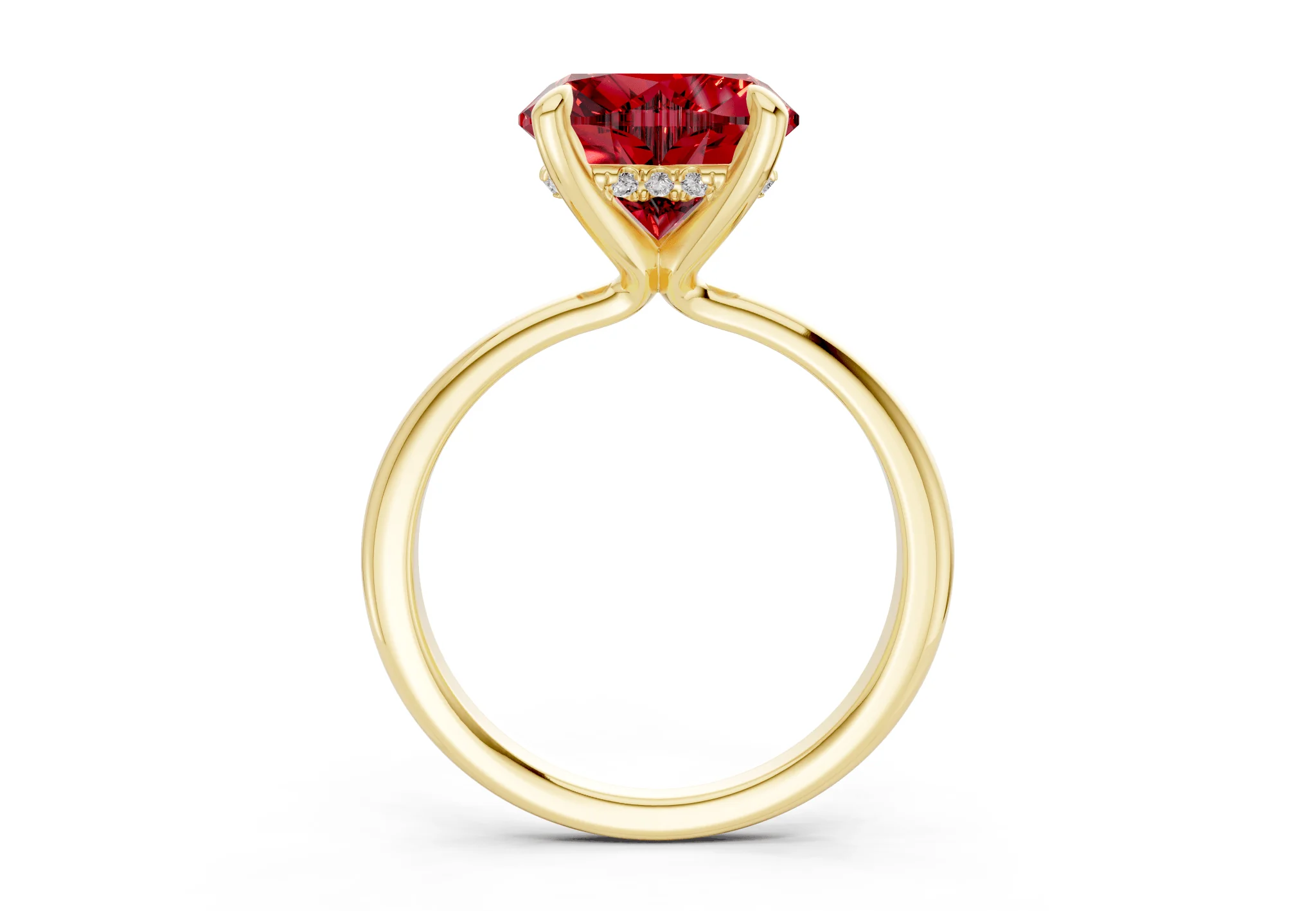 Marlowe Ruby Gemstone Solitaire Heart Cut 1.6mm Engagement Ring - Image 2