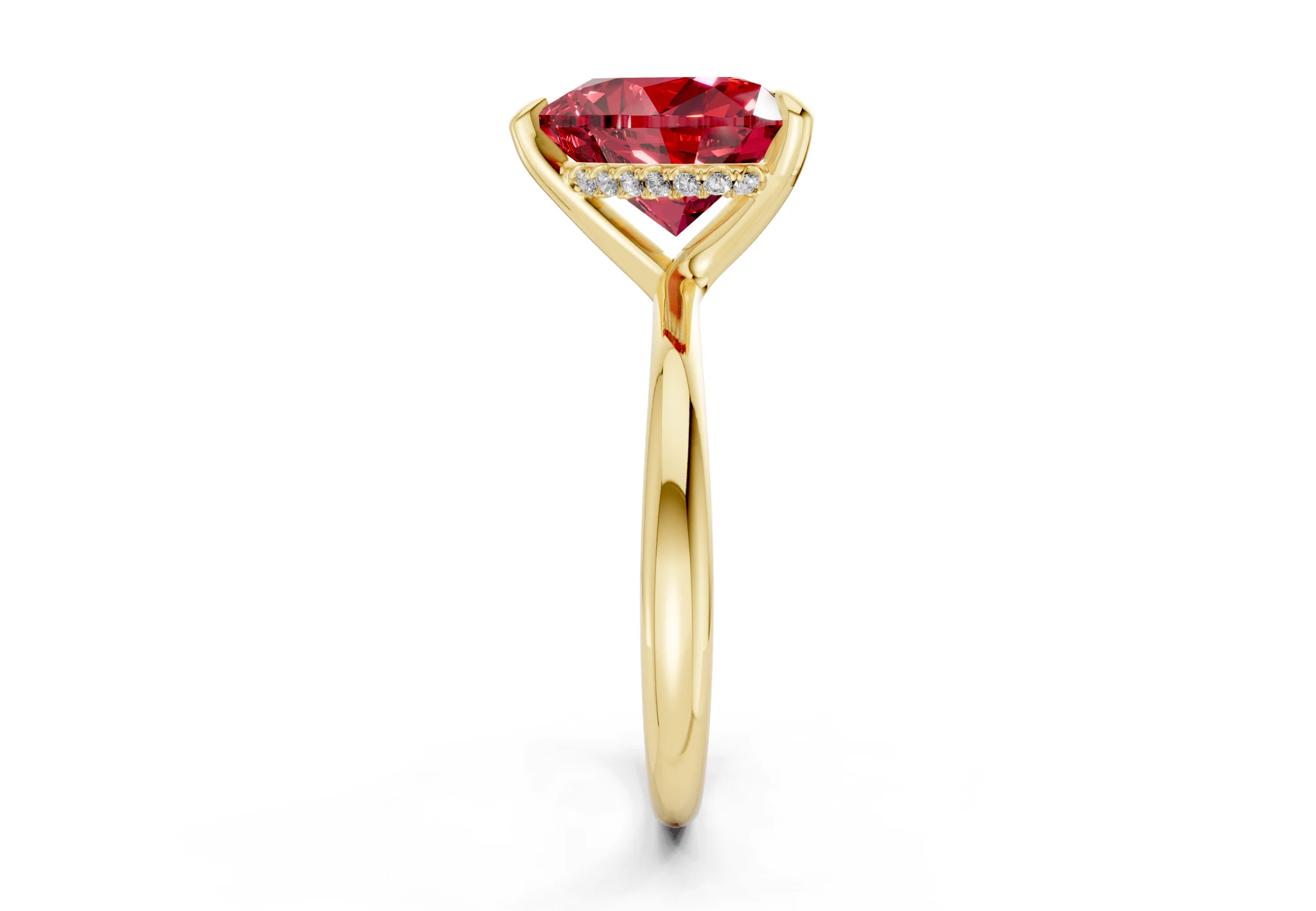 Marlowe Ruby Gemstone Solitaire Heart Cut 1.6mm Engagement Ring - Image 3