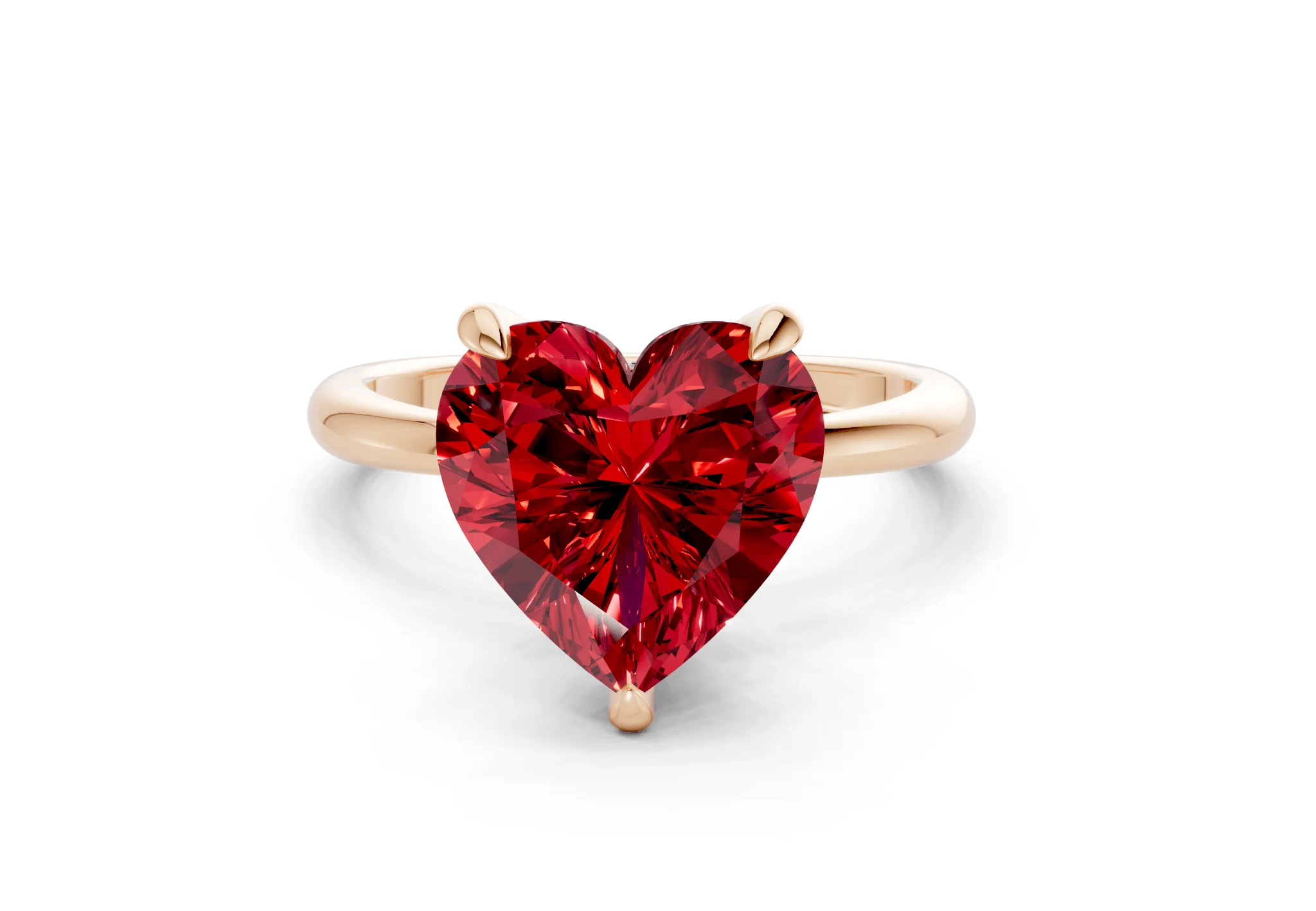 Marlowe Ruby Gemstone Solitaire Heart Cut 1.6mm Engagement Ring - Image 4