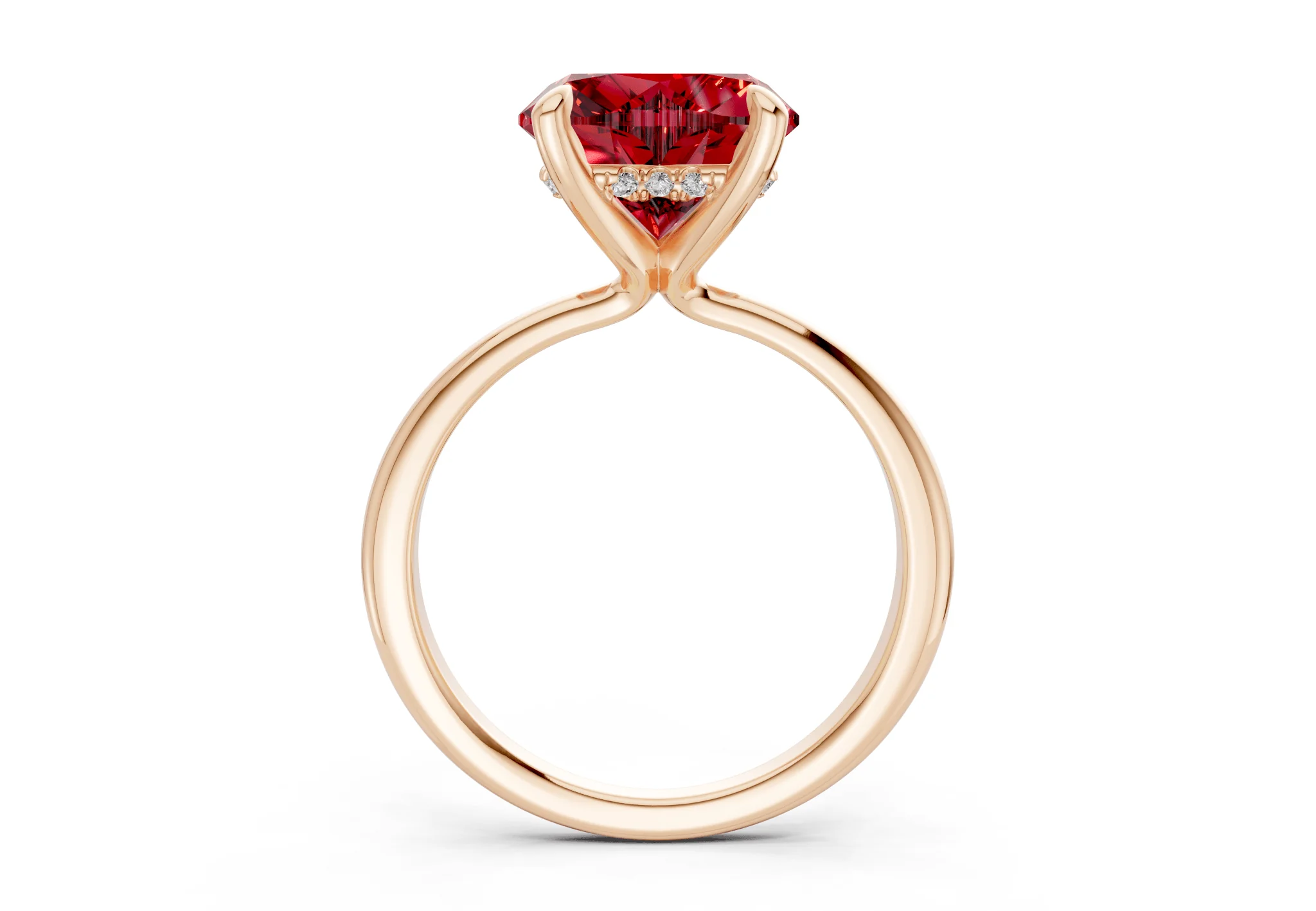 Marlowe Ruby Gemstone Solitaire Heart Cut 1.6mm Engagement Ring - Image 5