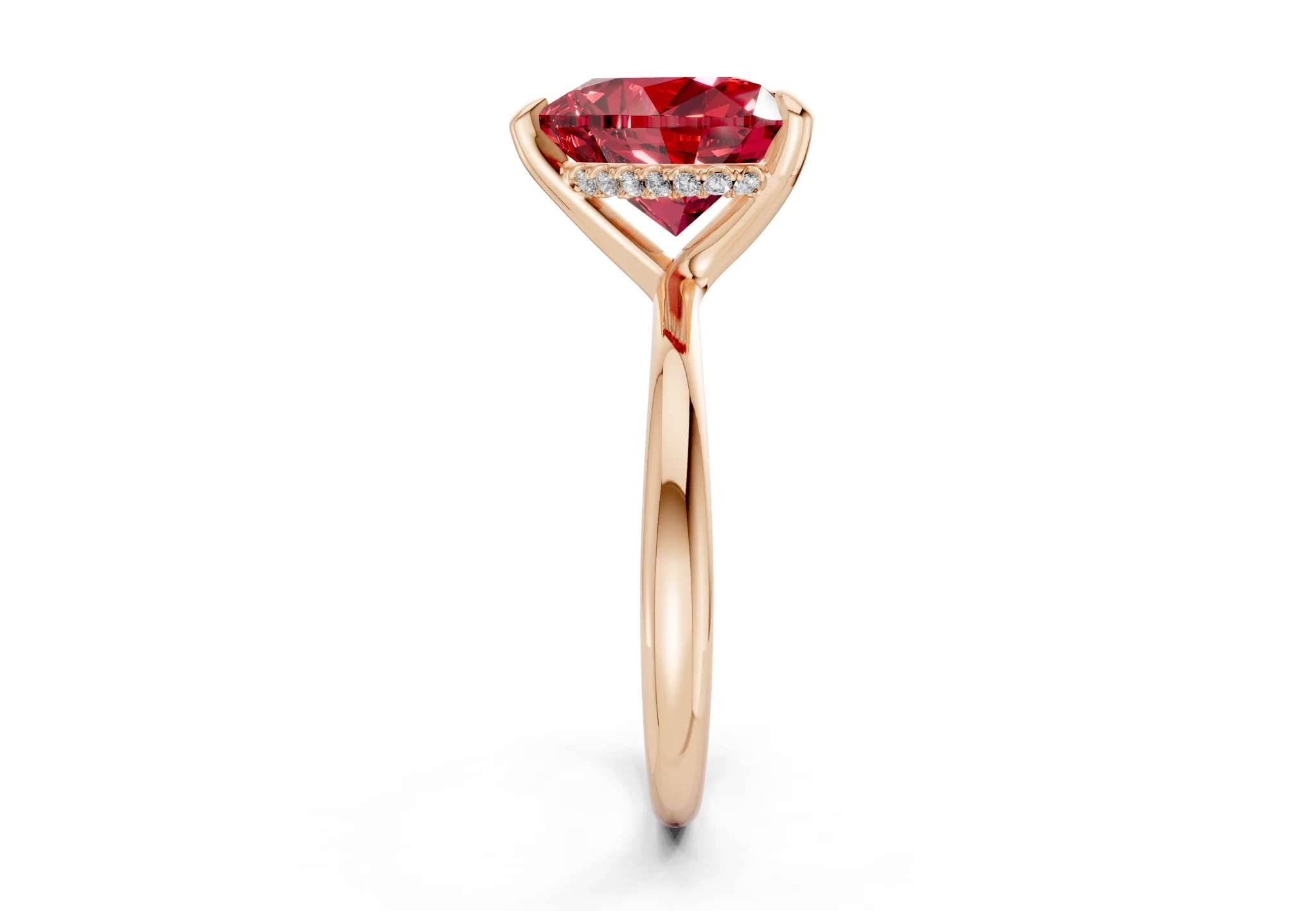 Marlowe Ruby Gemstone Solitaire Heart Cut 1.6mm Engagement Ring - Image 6