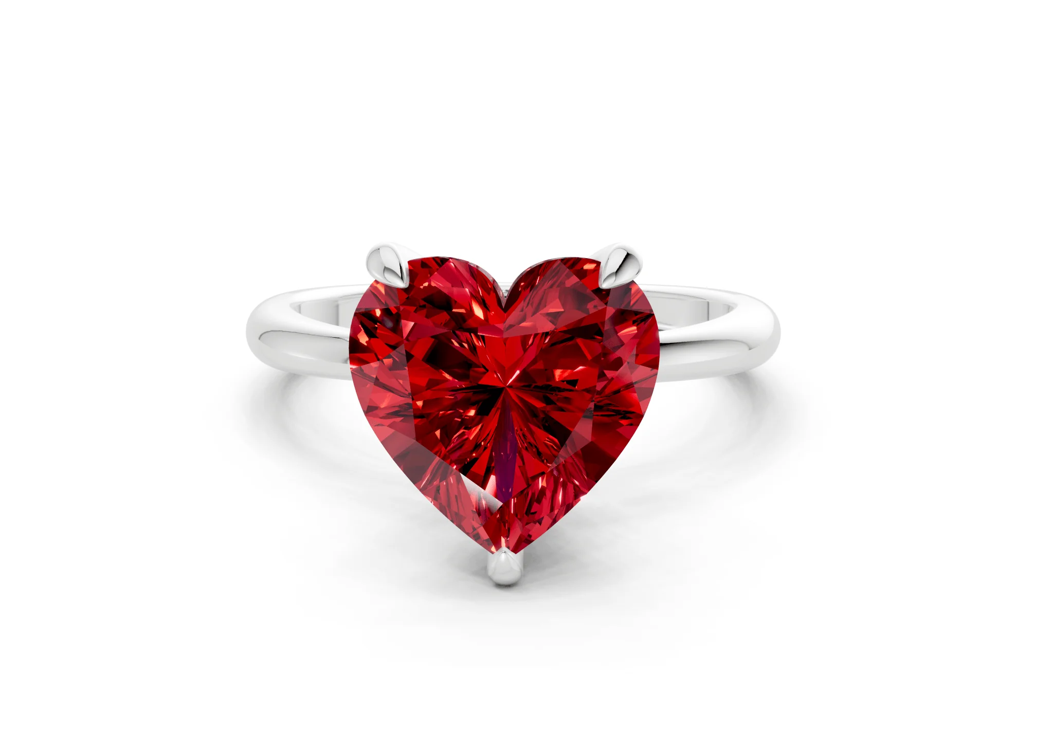 Marlowe Ruby Gemstone Solitaire Heart Cut 1.6mm Engagement Ring - Image 7