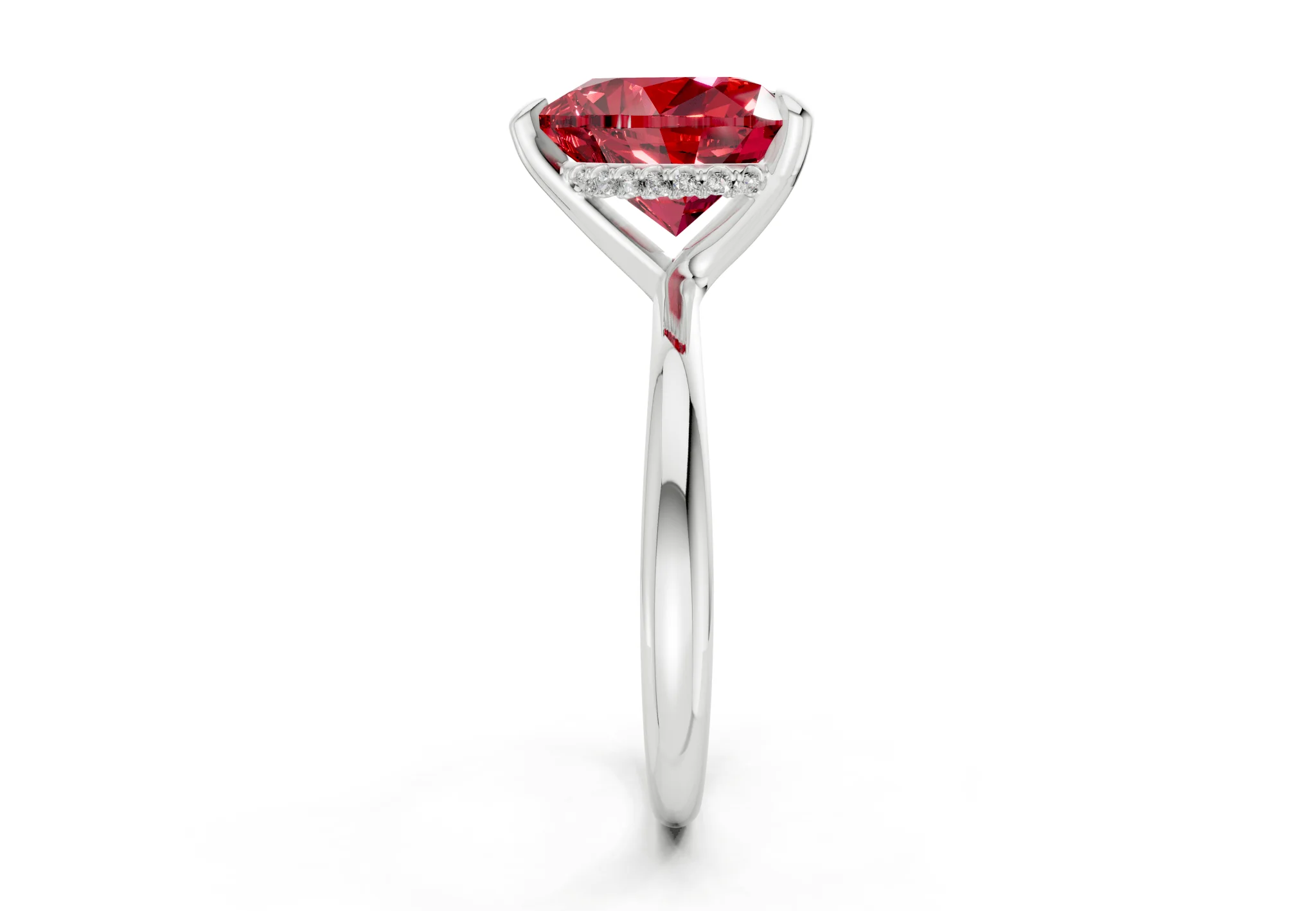 Marlowe Ruby Gemstone Solitaire Heart Cut 1.6mm Engagement Ring - Image 9