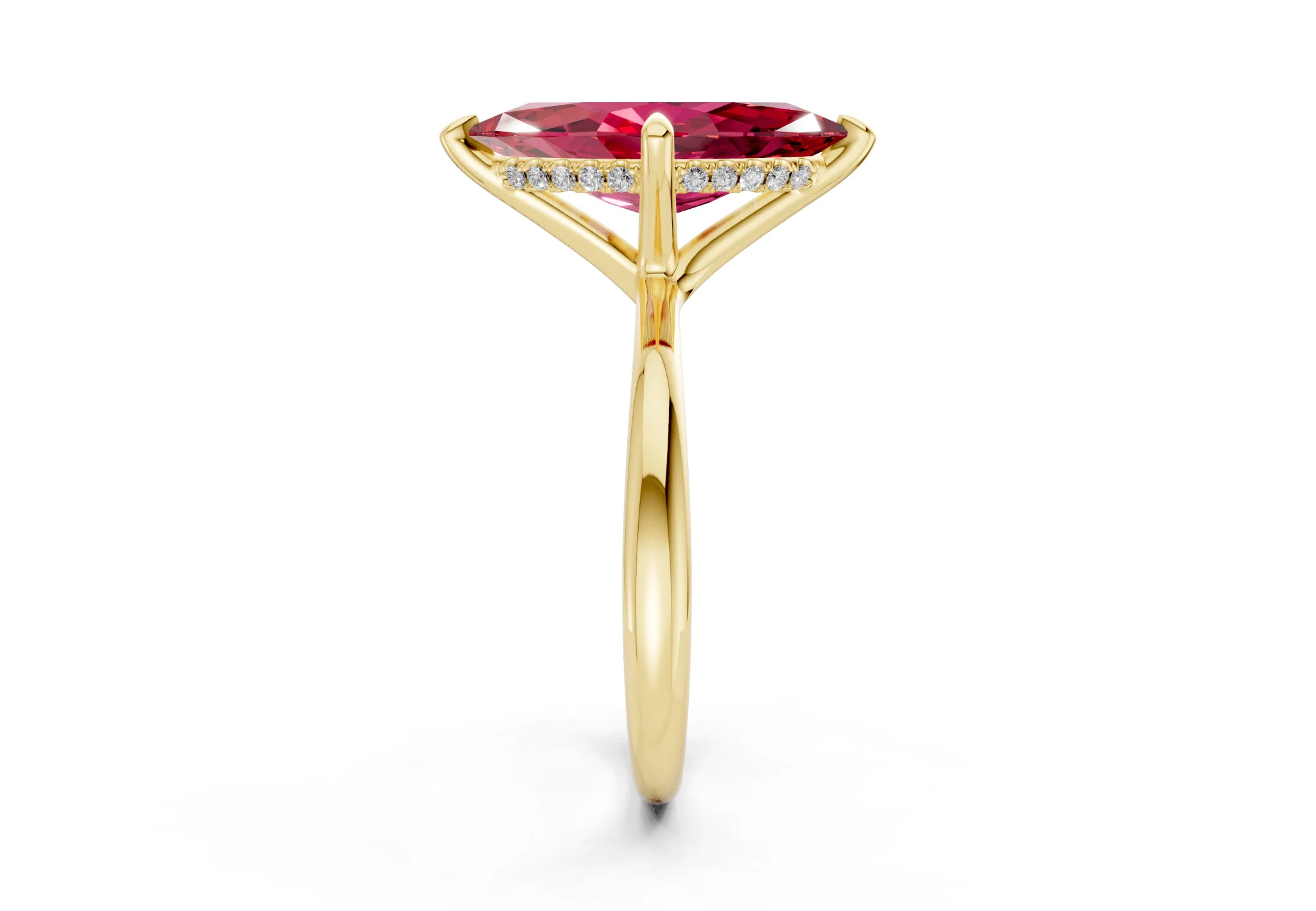 Marlowe Ruby Gemstone Solitaire Marquise Cut 1.6mm Engagement Ring - Image 3