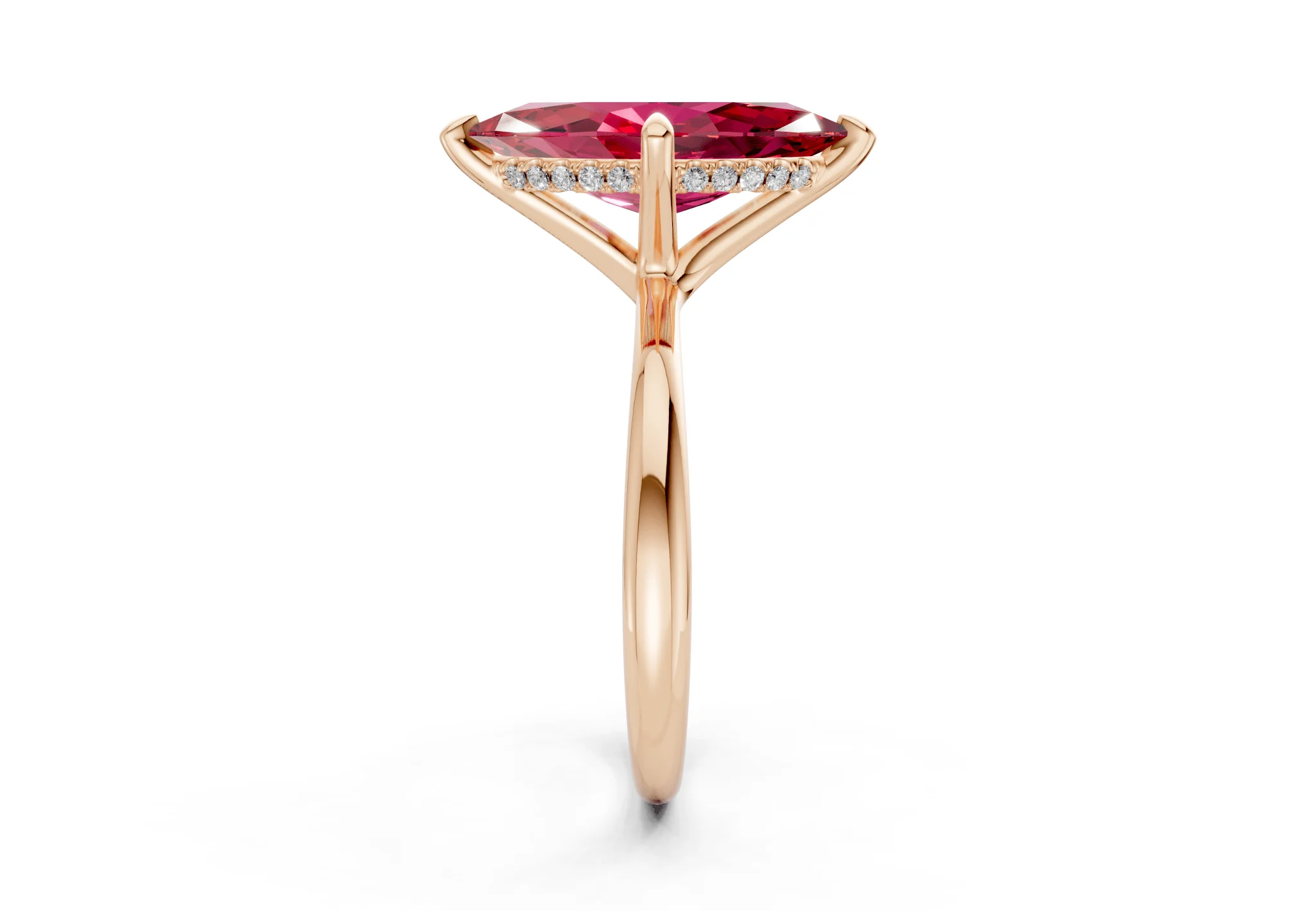 Marlowe Ruby Gemstone Solitaire Marquise Cut 1.6mm Engagement Ring - Image 6