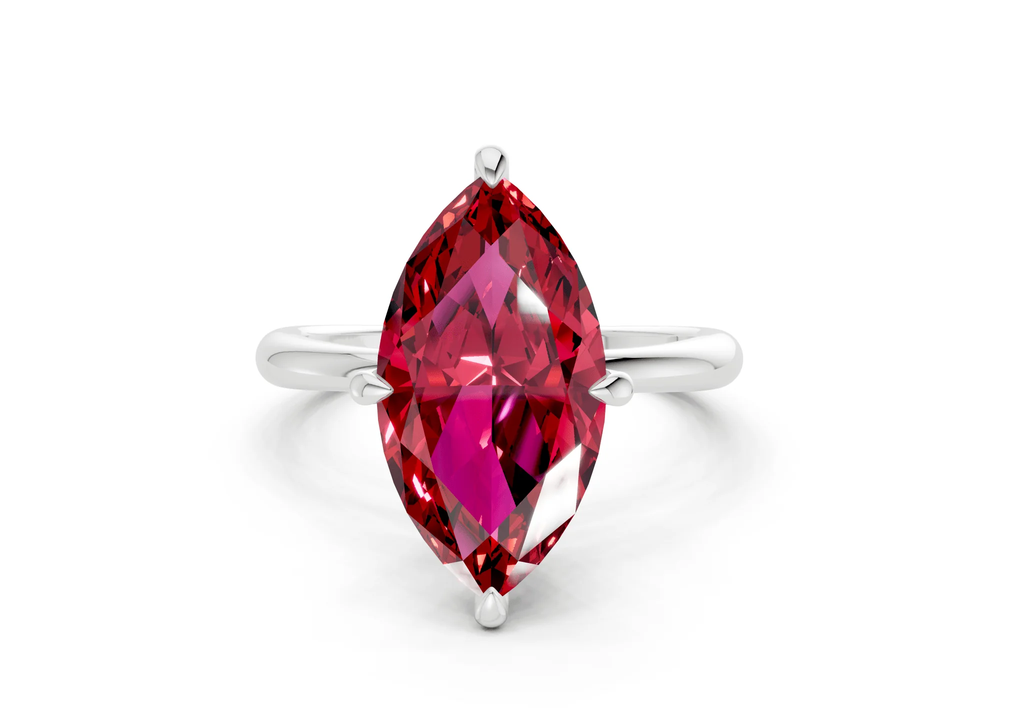 Marlowe Ruby Gemstone Solitaire Marquise Cut 1.6mm Engagement Ring - Image 7