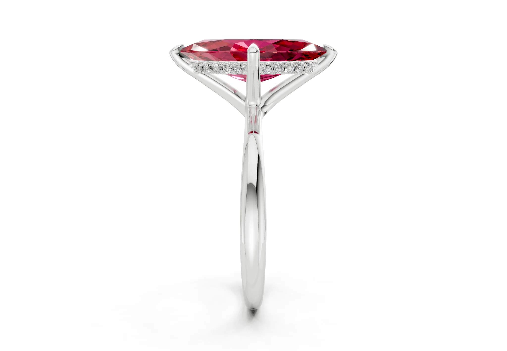 Marlowe Ruby Gemstone Solitaire Marquise Cut 1.6mm Engagement Ring - Image 9