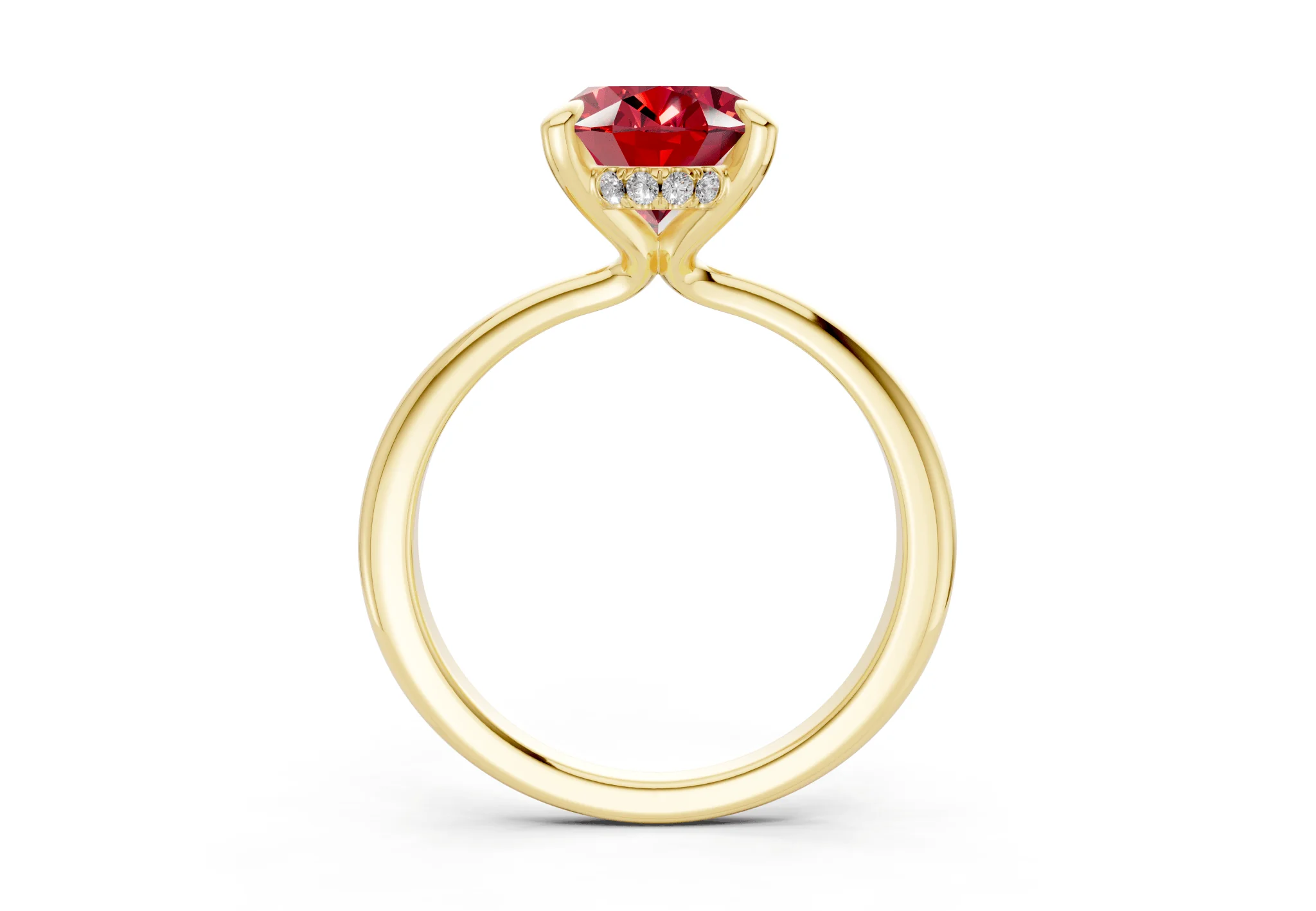 Marlowe Ruby Gemstone Solitaire Oval Cut 1.6mm Engagement Ring - Image 2