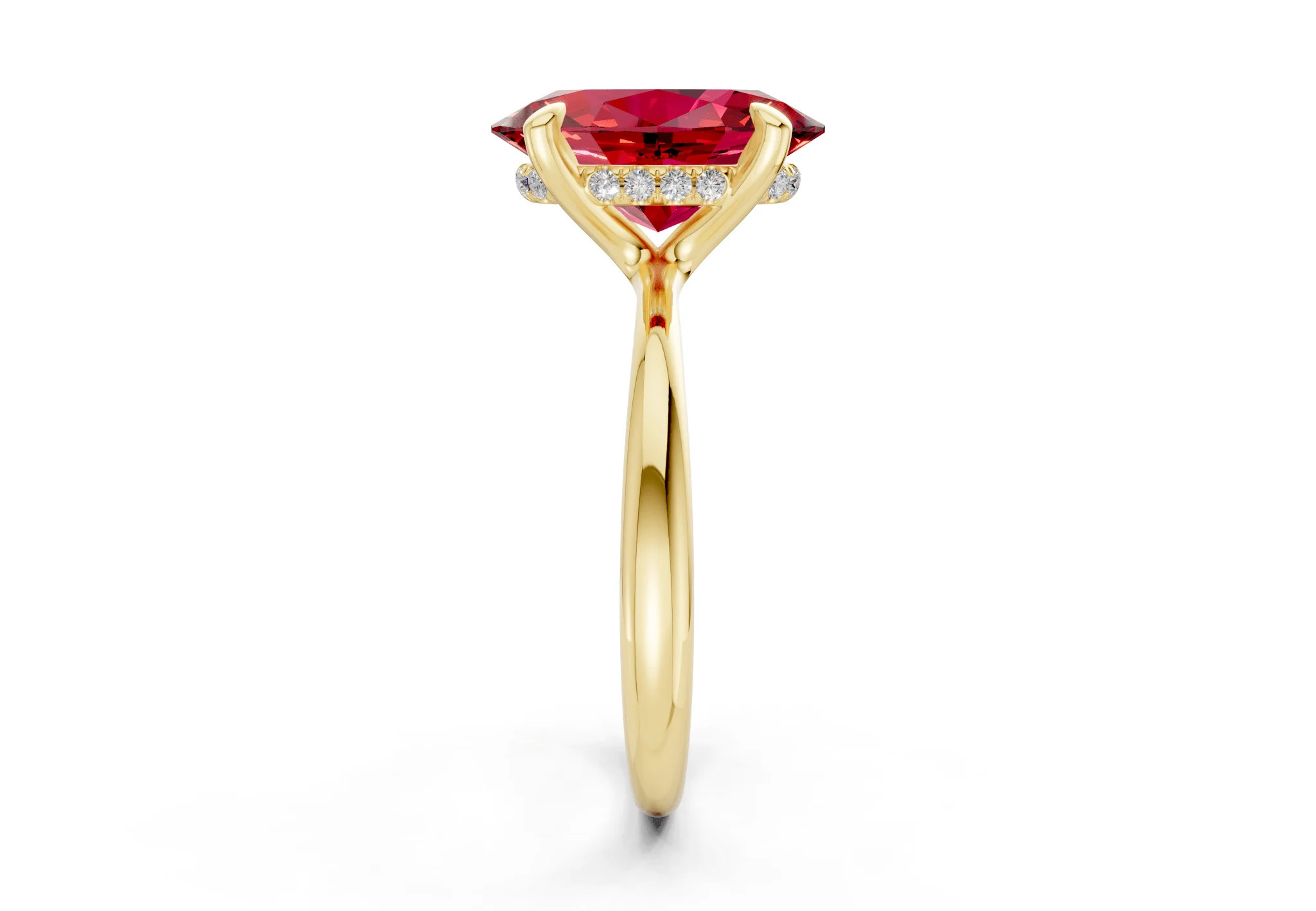 Marlowe Ruby Gemstone Solitaire Oval Cut 1.6mm Engagement Ring - Image 3