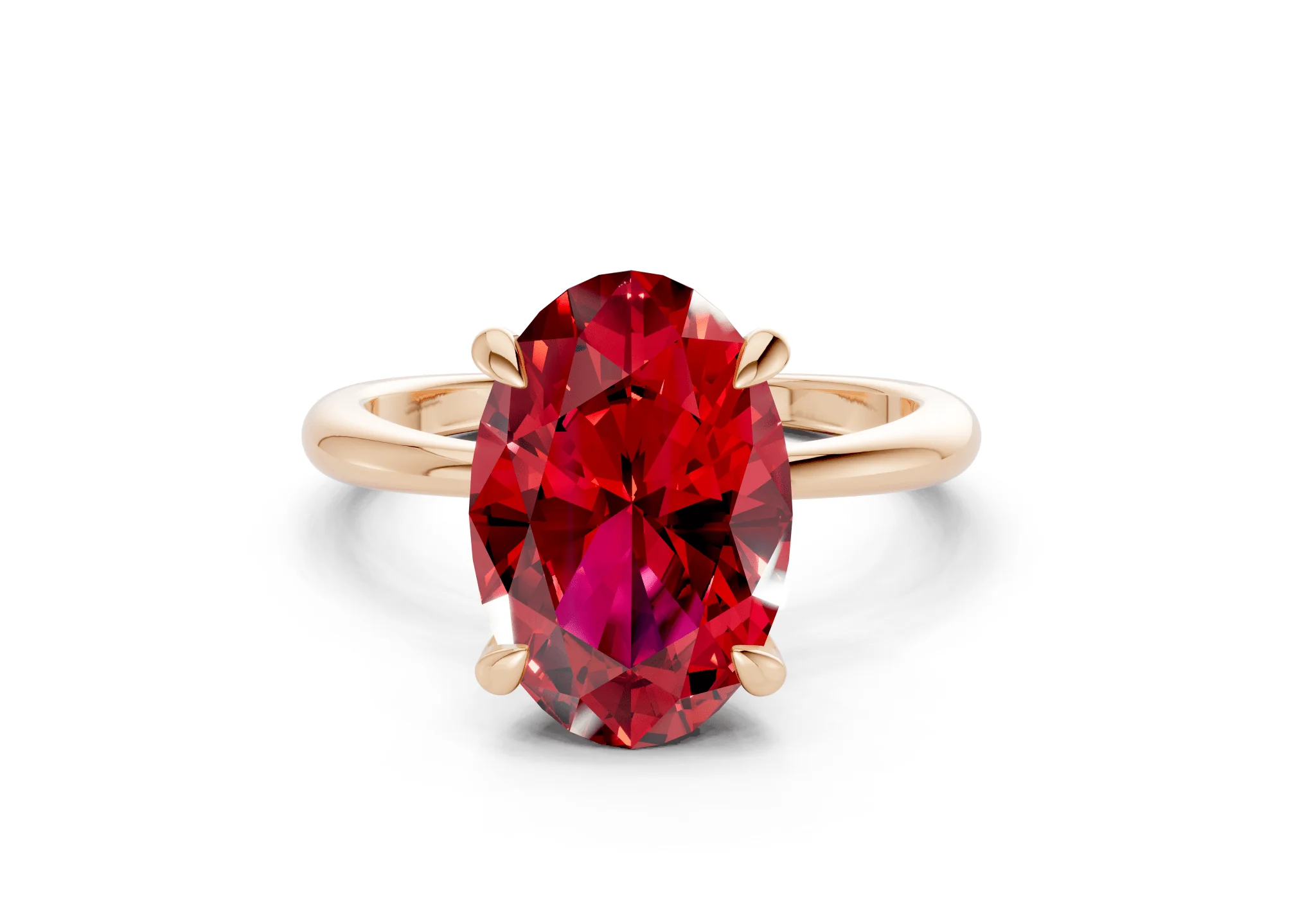 Marlowe Ruby Gemstone Solitaire Oval Cut 1.6mm Engagement Ring - Image 4