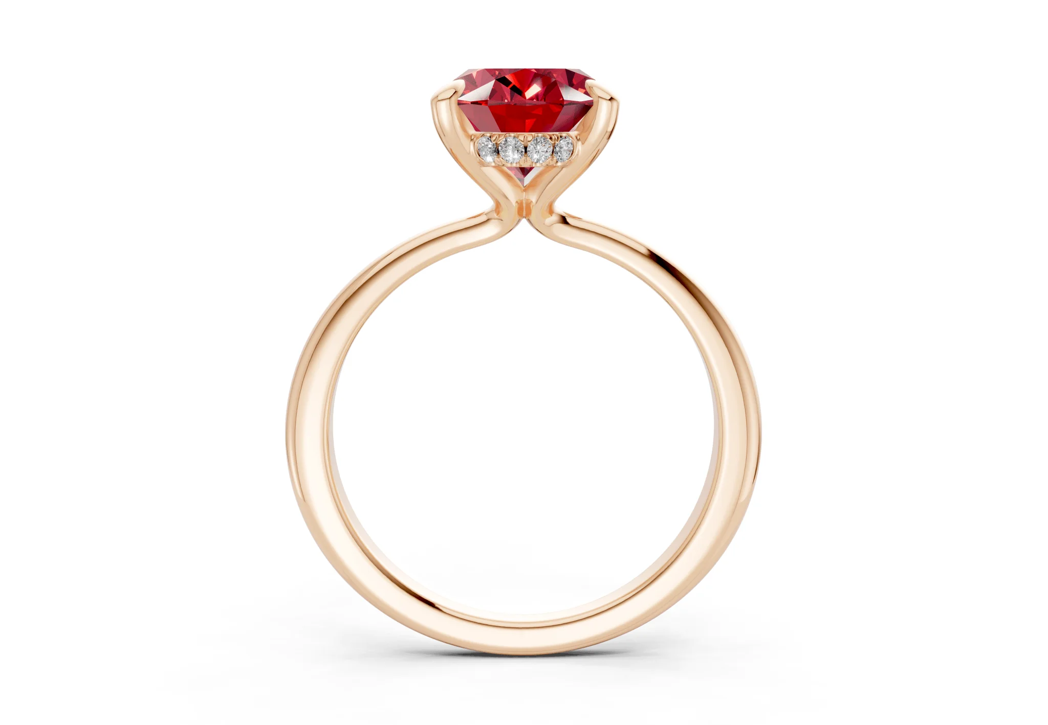 Marlowe Ruby Gemstone Solitaire Oval Cut 1.6mm Engagement Ring - Image 5