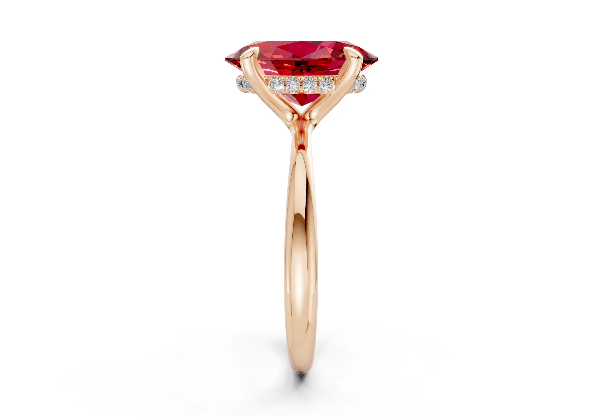 Marlowe Ruby Gemstone Solitaire Oval Cut 1.6mm Engagement Ring - Image 6
