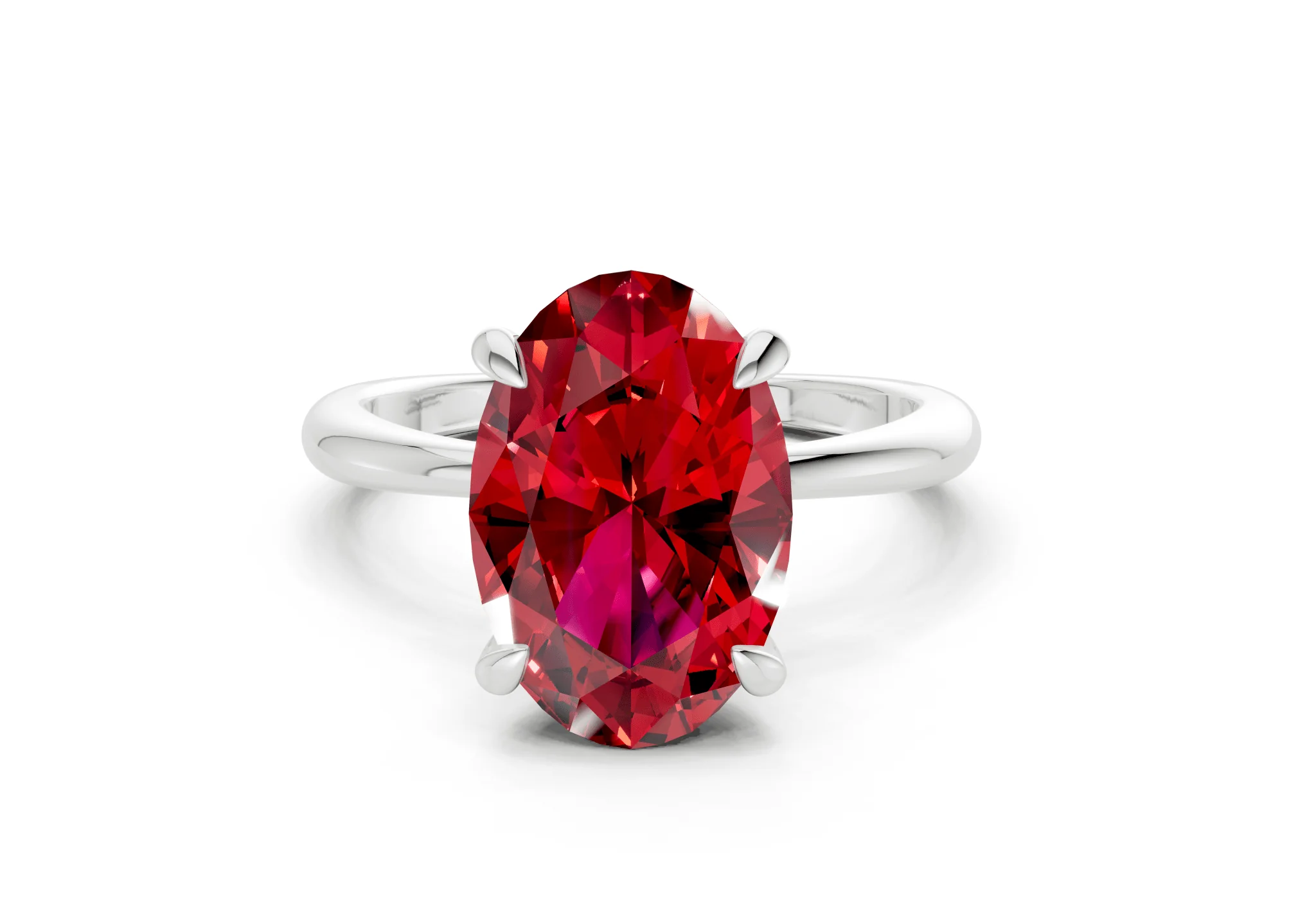Marlowe Ruby Gemstone Solitaire Oval Cut 1.6mm Engagement Ring - Image 7