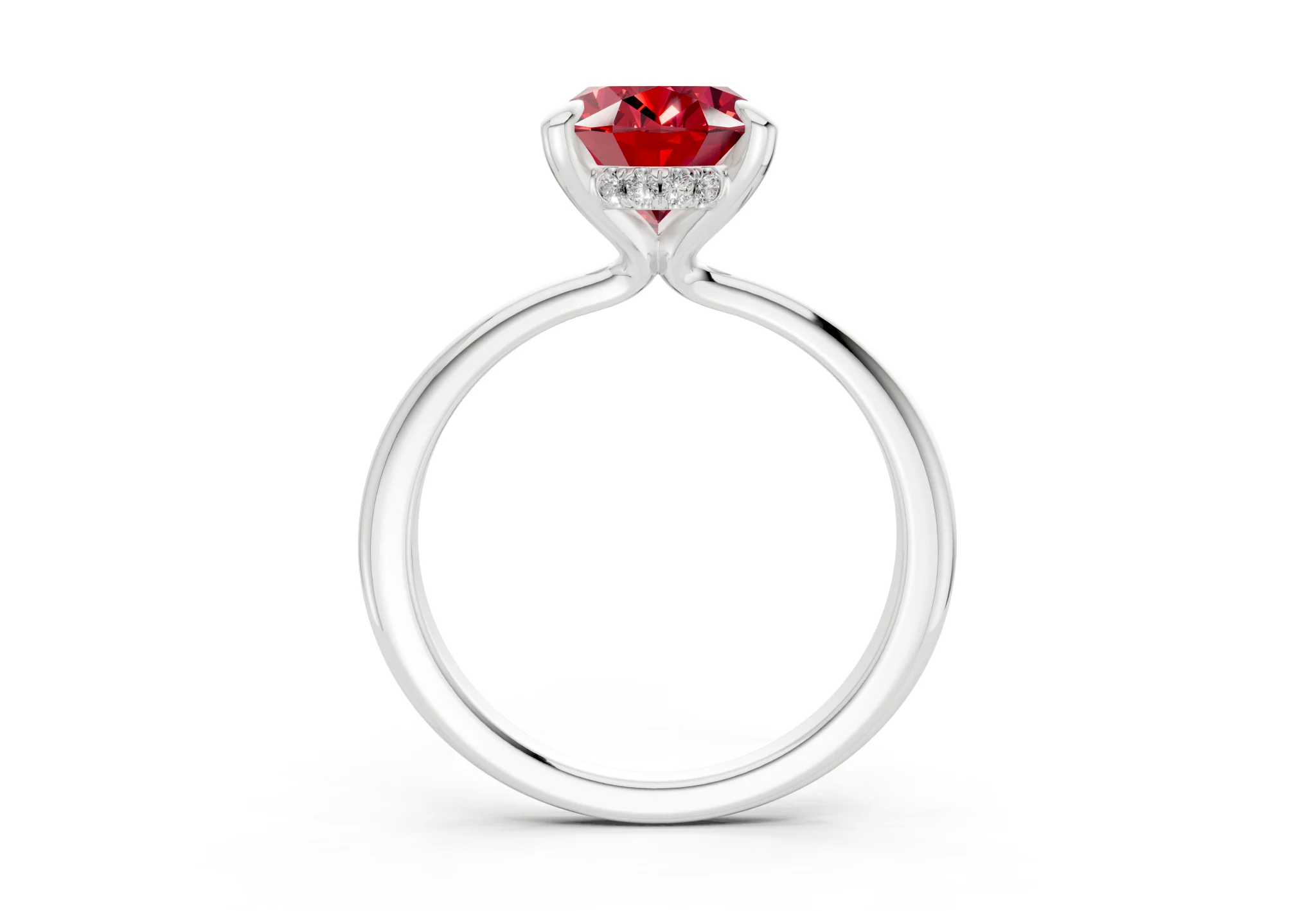Marlowe Ruby Gemstone Solitaire Oval Cut 1.6mm Engagement Ring - Image 8