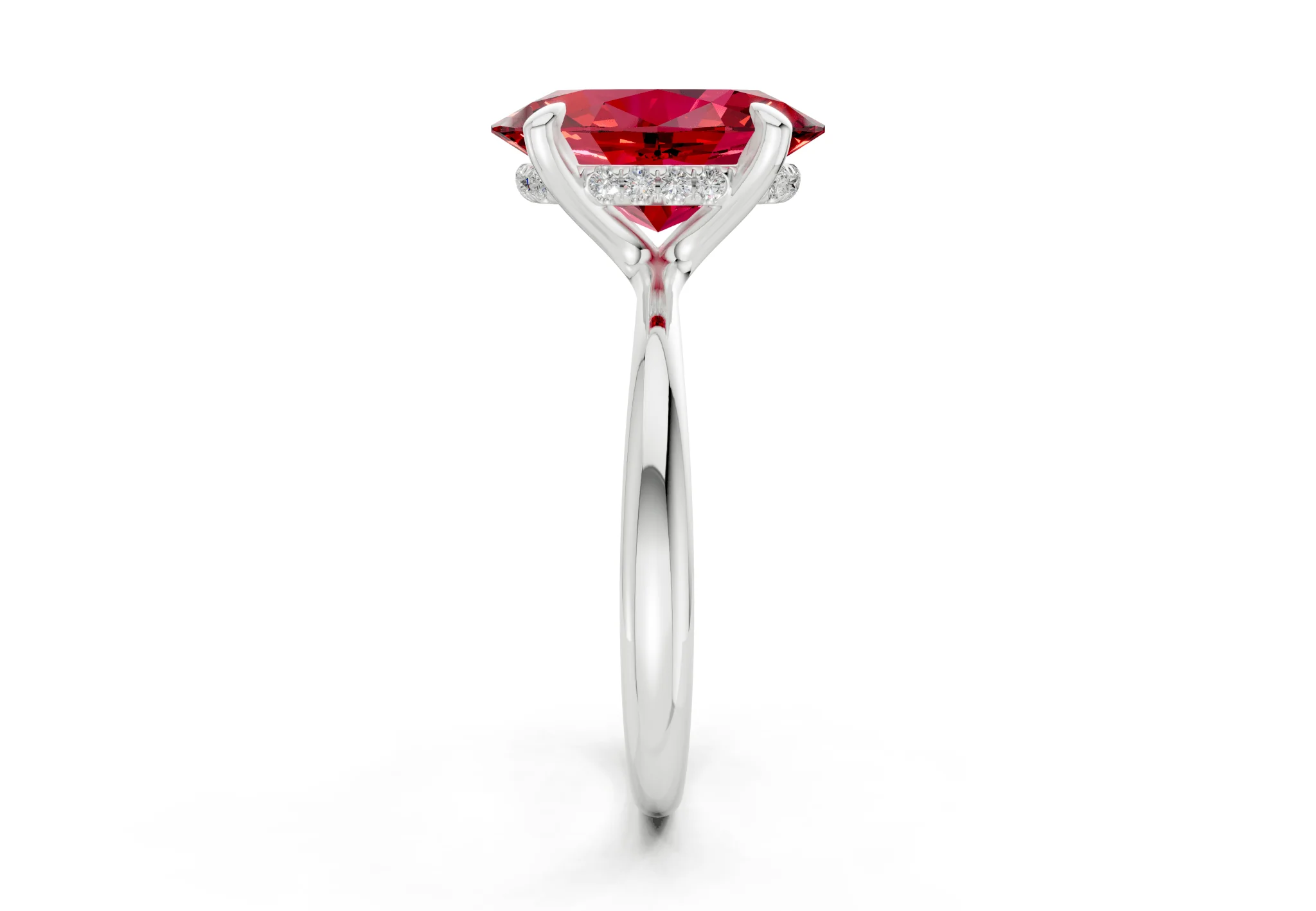 Marlowe Ruby Gemstone Solitaire Oval Cut 1.6mm Engagement Ring - Image 9