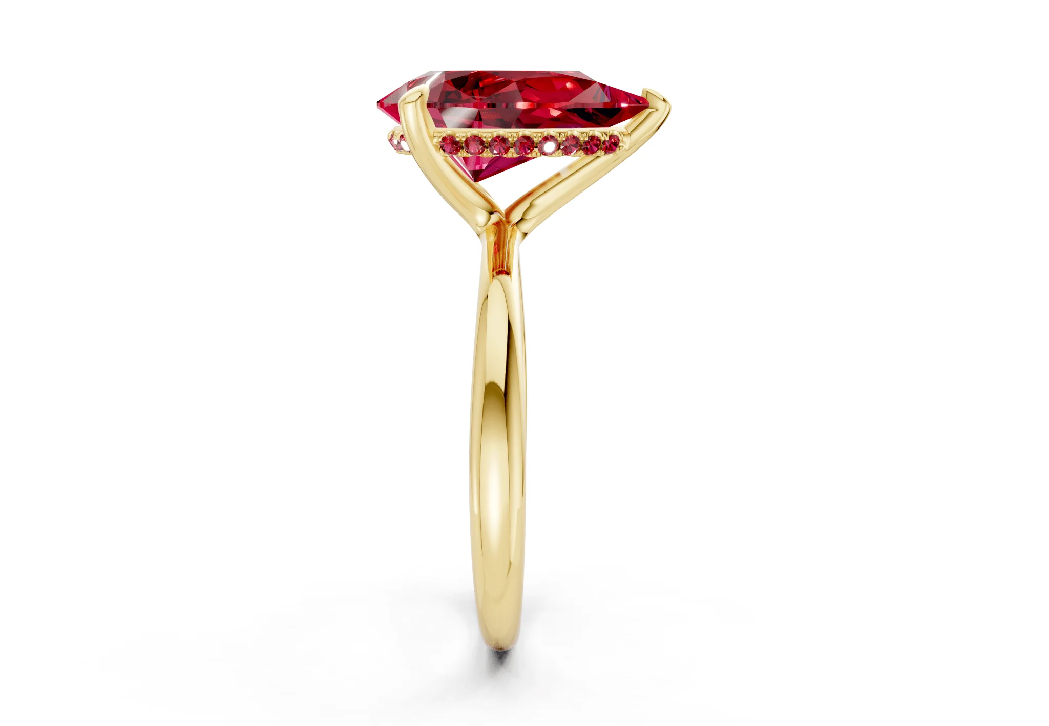 Marlowe Ruby Gemstone Solitaire Pear Cut 1.6mm Engagement Ring - Image 3