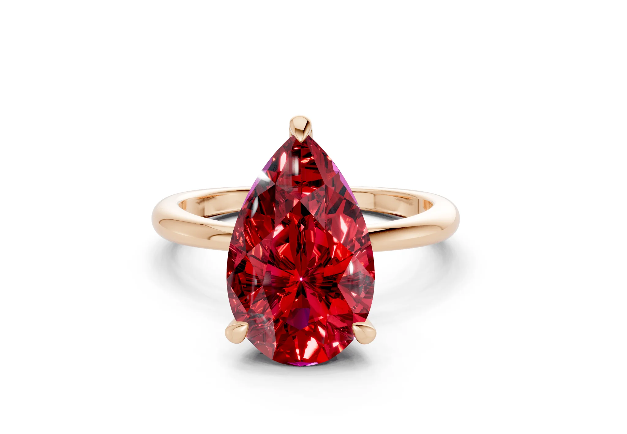 Marlowe Ruby Gemstone Solitaire Pear Cut 1.6mm Engagement Ring - Image 4