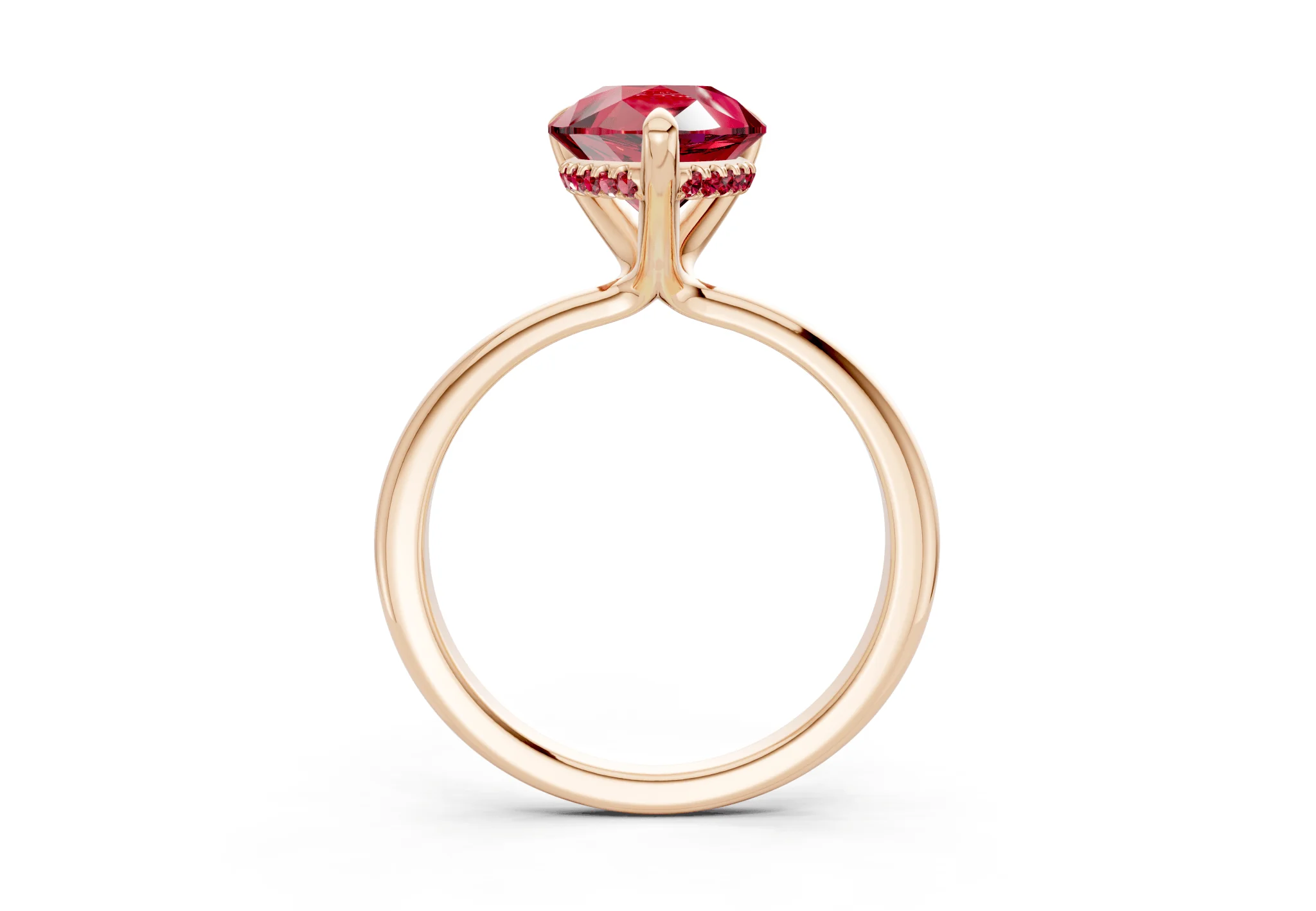 Marlowe Ruby Gemstone Solitaire Pear Cut 1.6mm Engagement Ring - Image 5