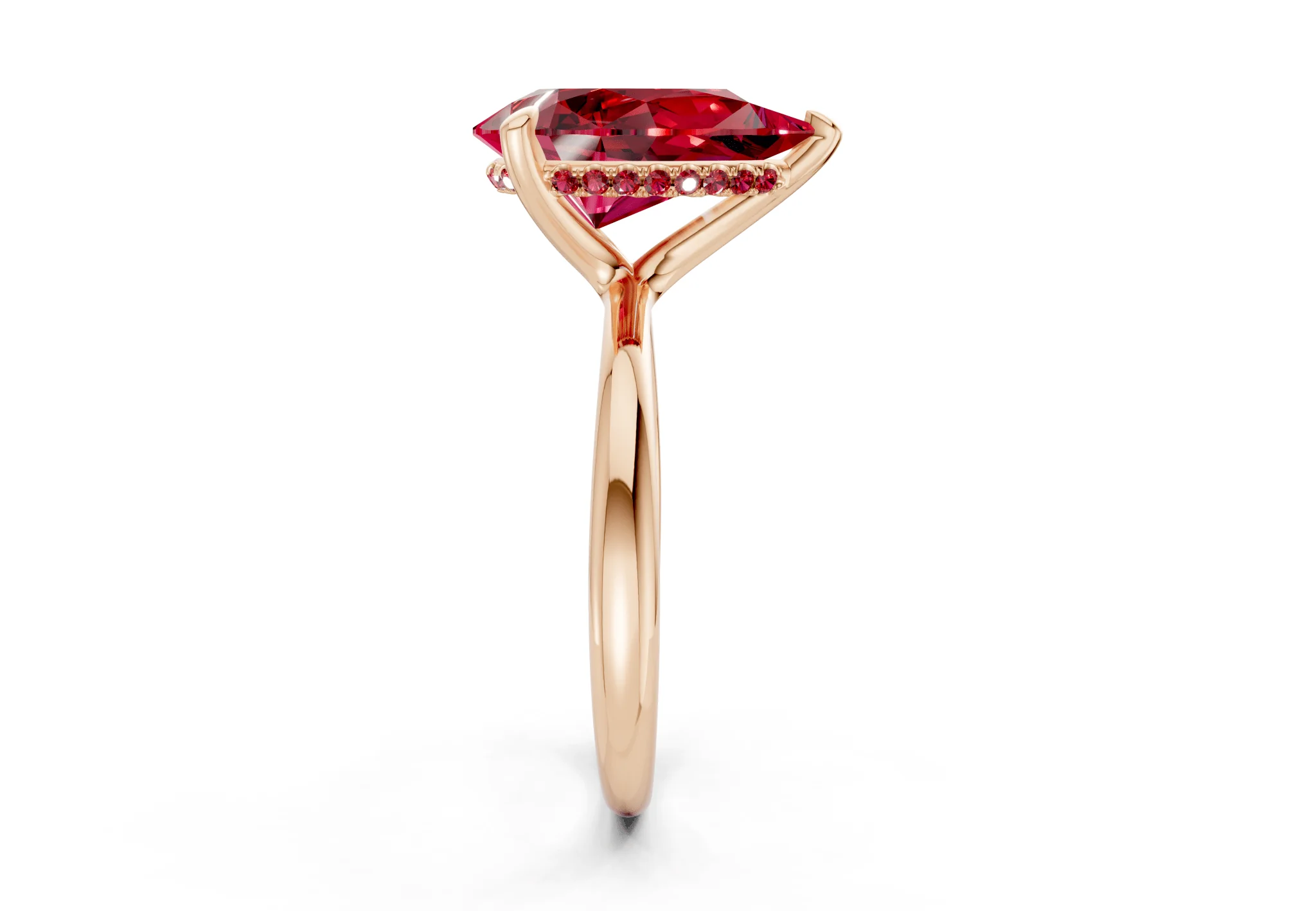 Marlowe Ruby Gemstone Solitaire Pear Cut 1.6mm Engagement Ring - Image 6