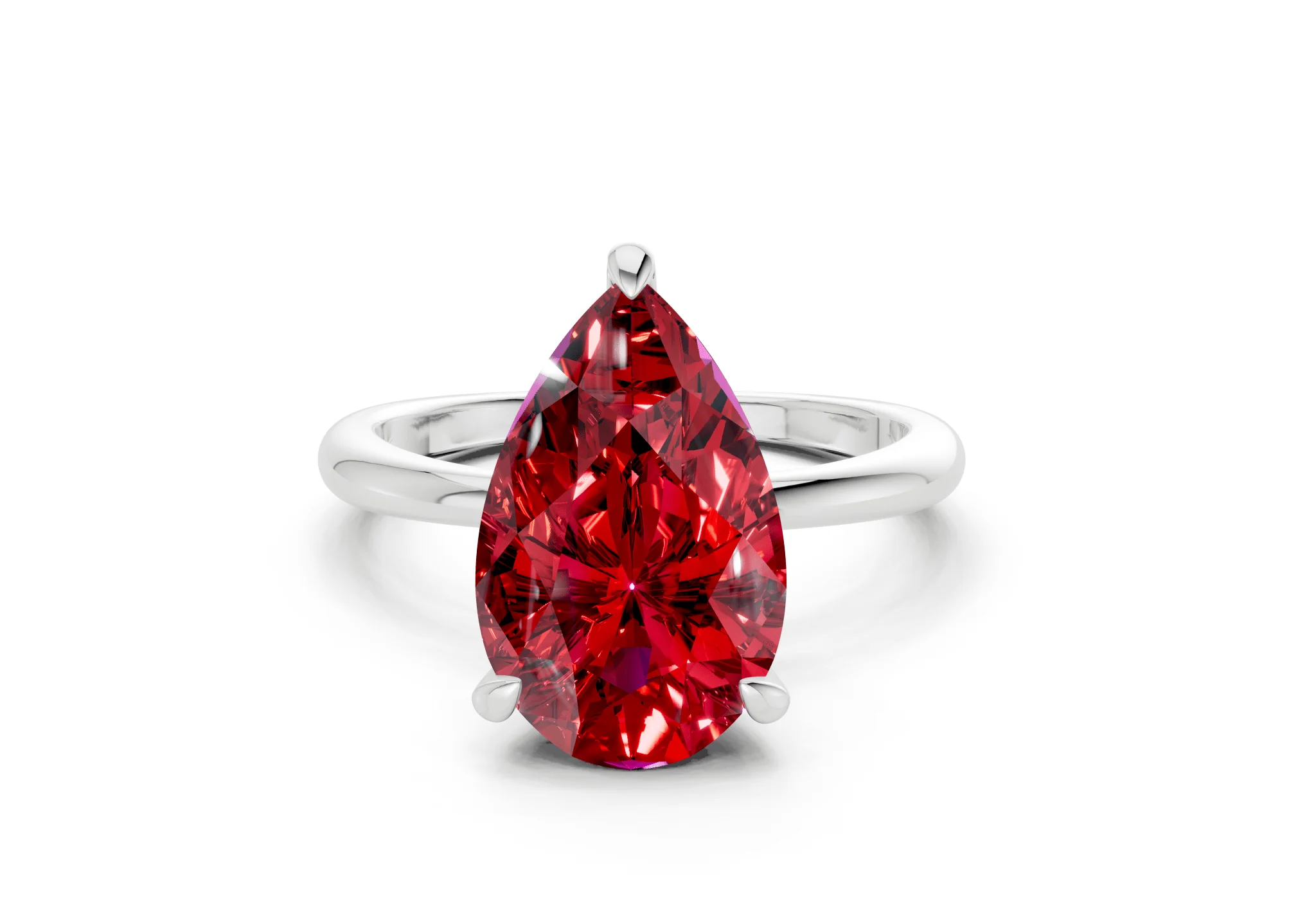 Marlowe Ruby Gemstone Solitaire Pear Cut 1.6mm Engagement Ring - Image 7